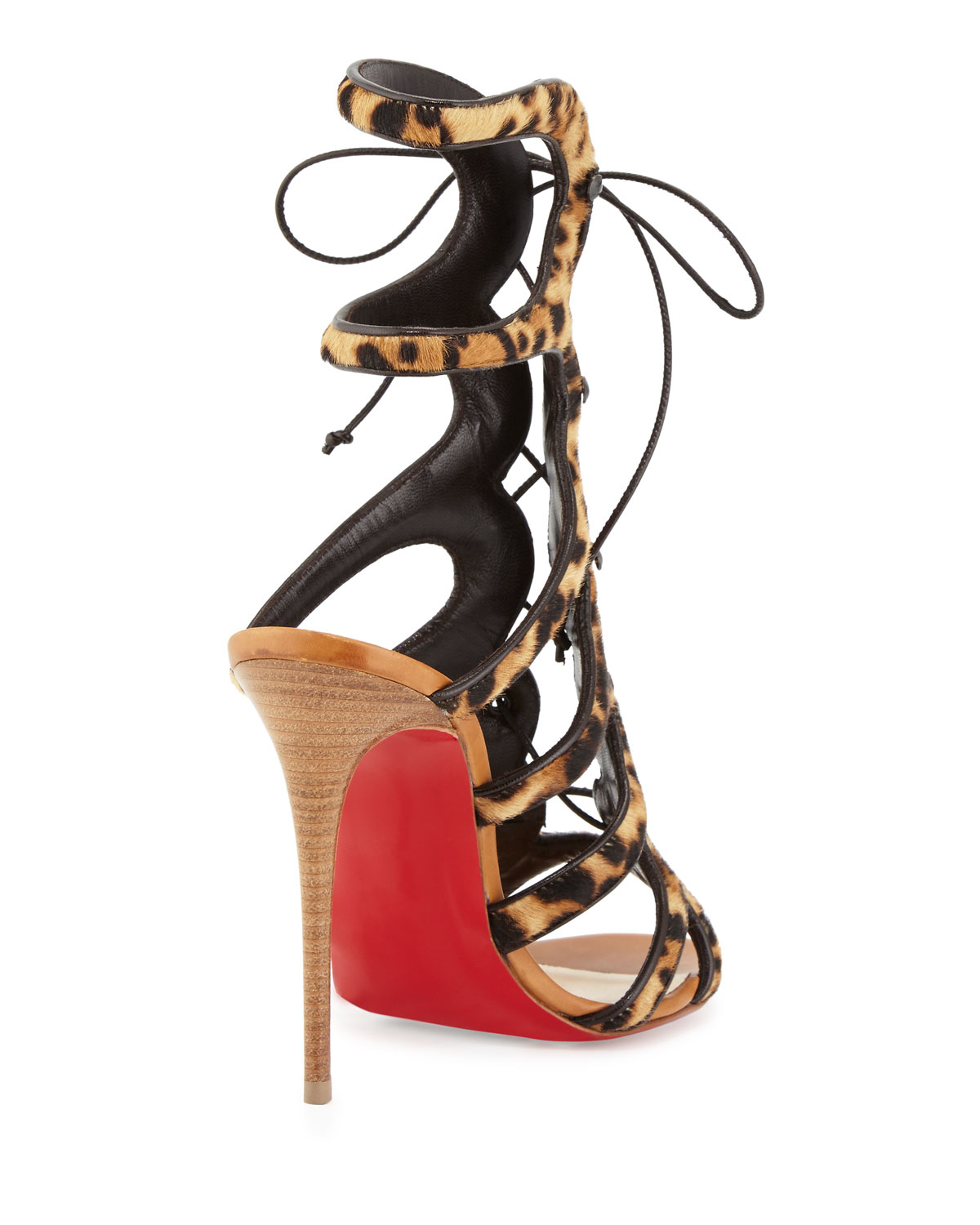 Christian louboutin Amazoulo Leopard-Print Calf-Hair Gladiator ...