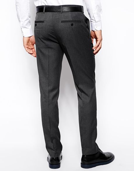 Asos Slim Fit Smart Trousers in Pinstripe in Gray for Men (Grey) | Lyst