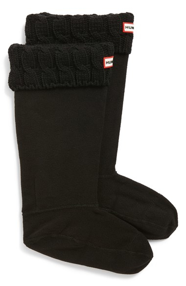 Hunter Original Tall Cable Knit Cuff Welly Boot Socks in Black | Lyst