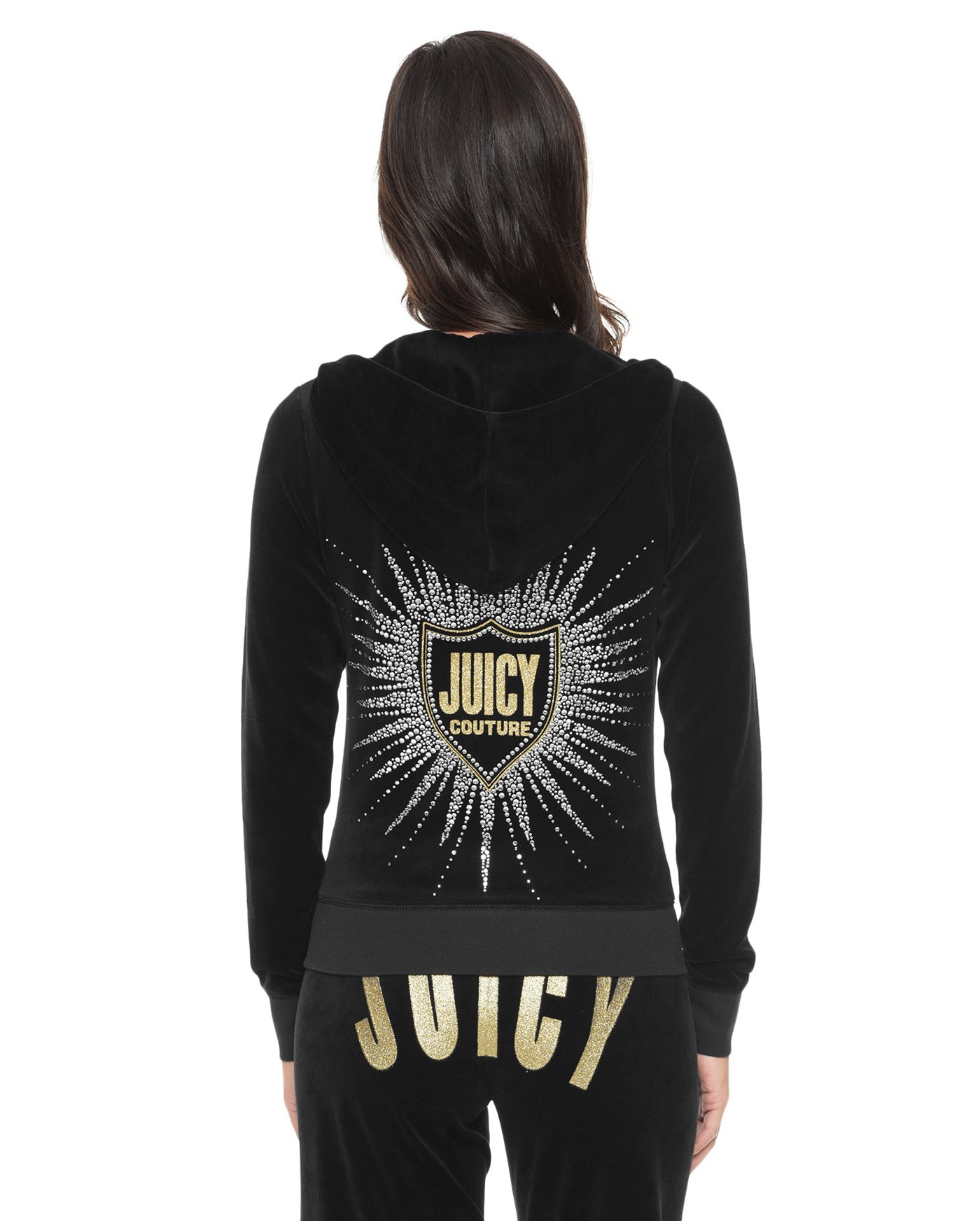 Juicy couture Logo Jc Starburst Velour Original Jacket in Black | Lyst