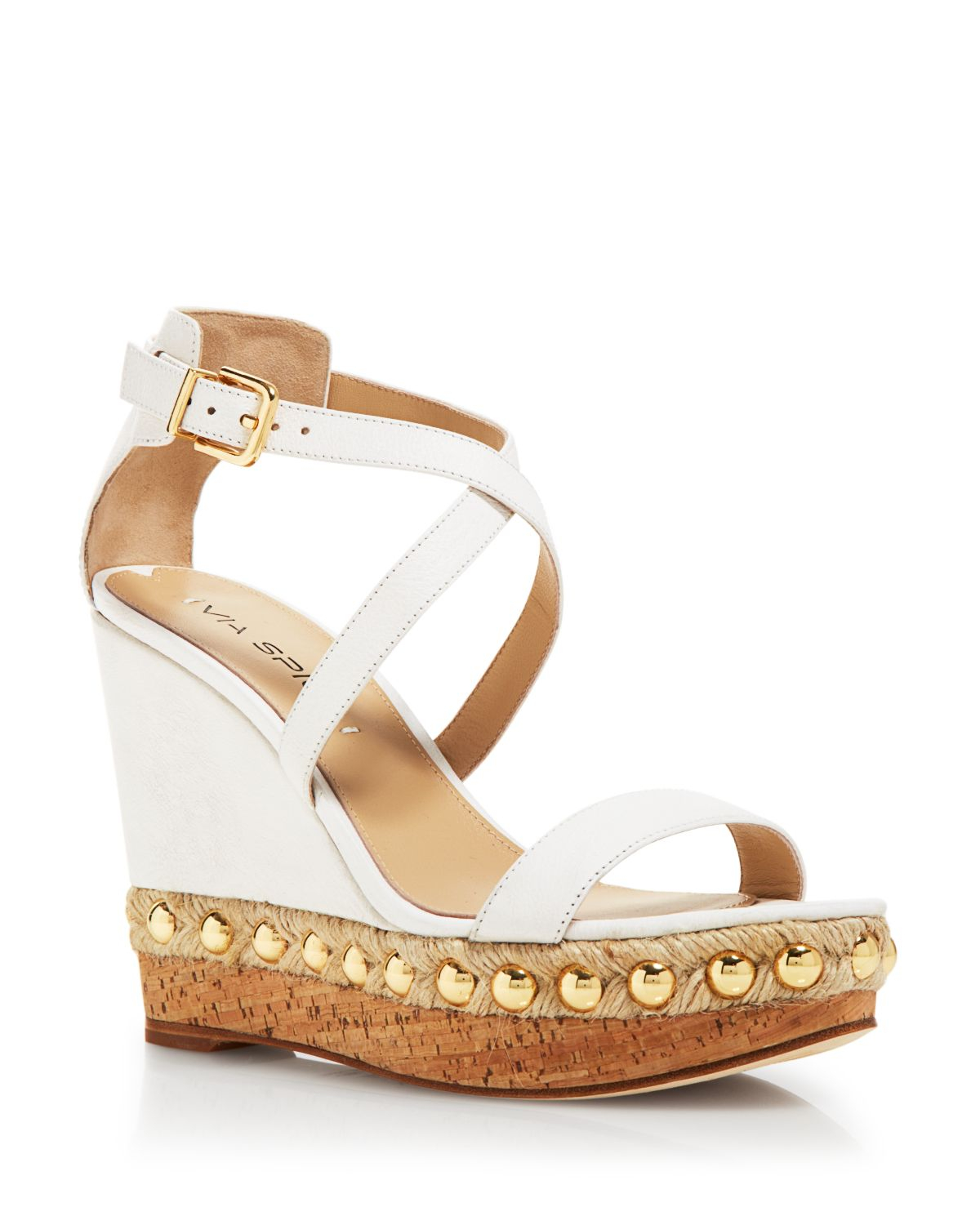 Via spiga Cork Bottom Platform Sandals - Moss Wedge in White | Lyst