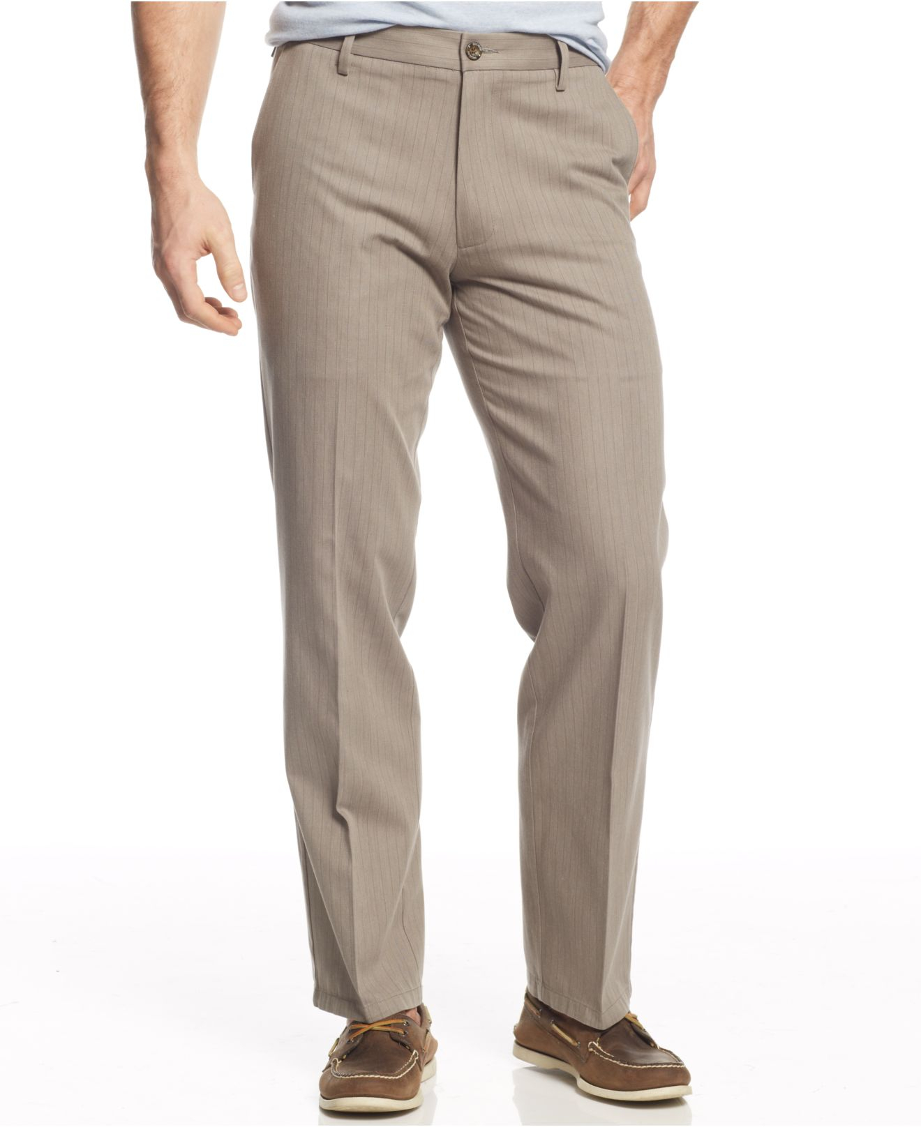 Dockers D2 Straight Fit Signature Khaki Striped Flat Front Pants in ...