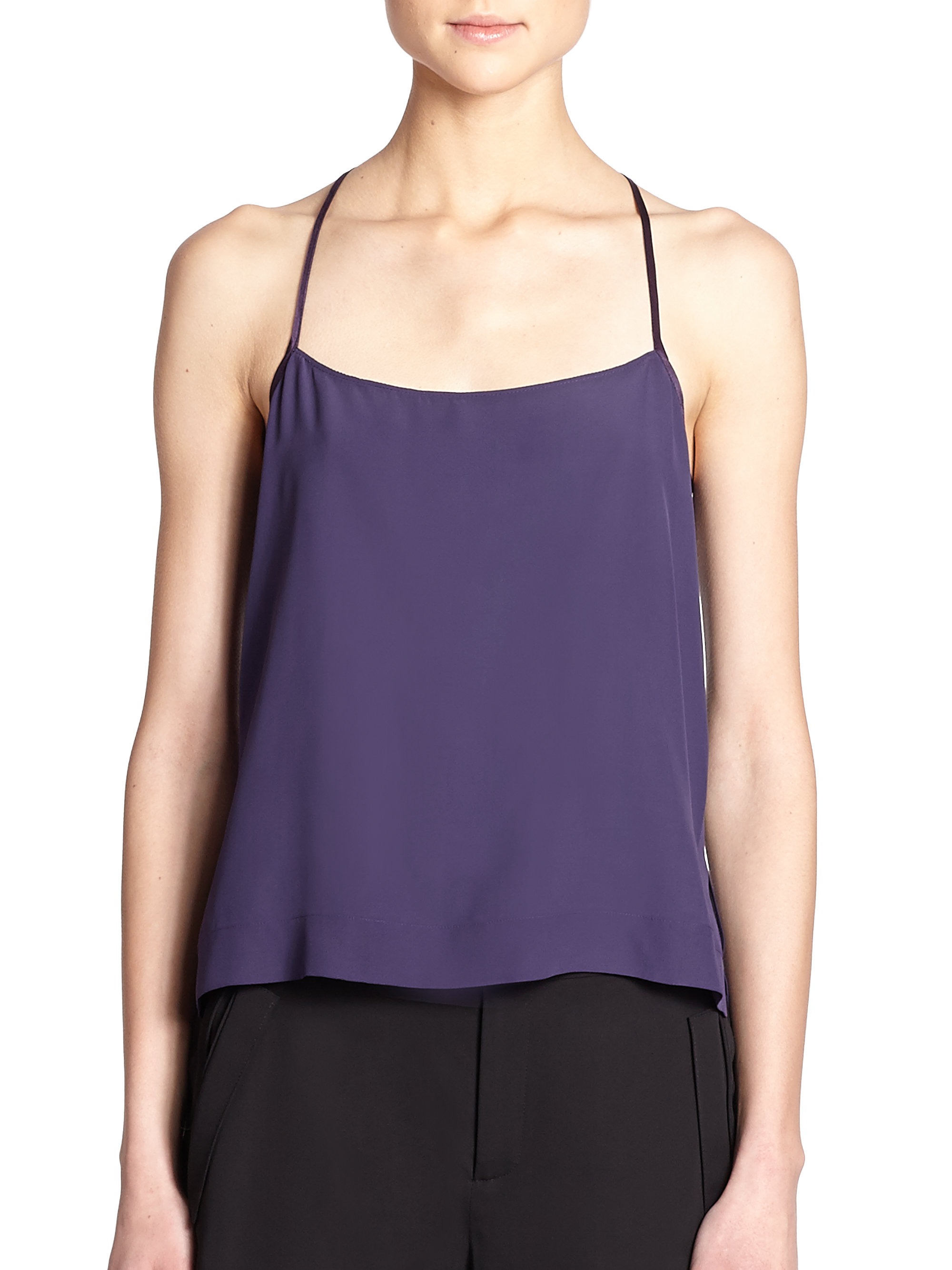 Lyst Helmut Lang Silk Racerback Camisole in Purple