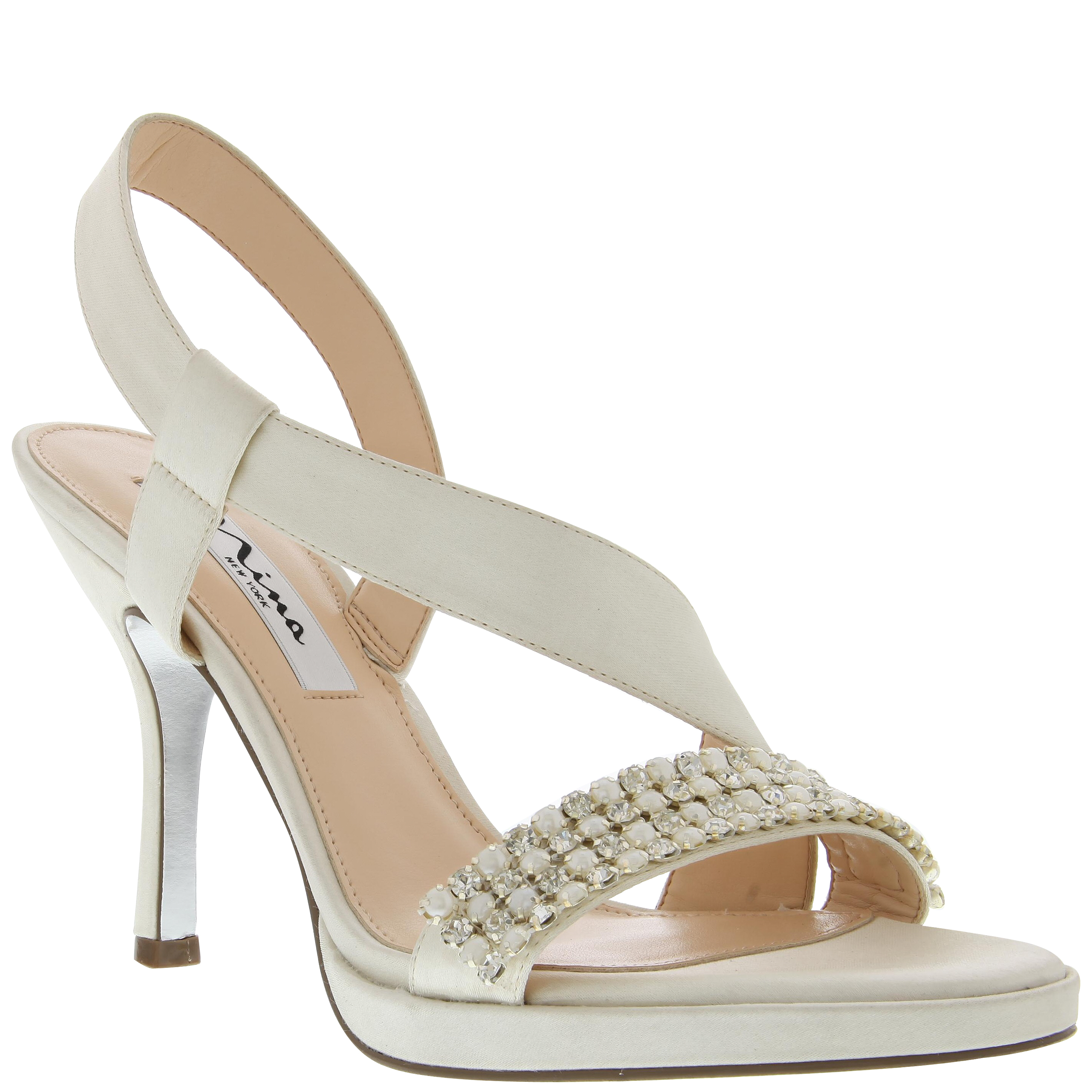 Nina Shoes Genny in White (IVORY CRYSTAL SATIN) | Lyst