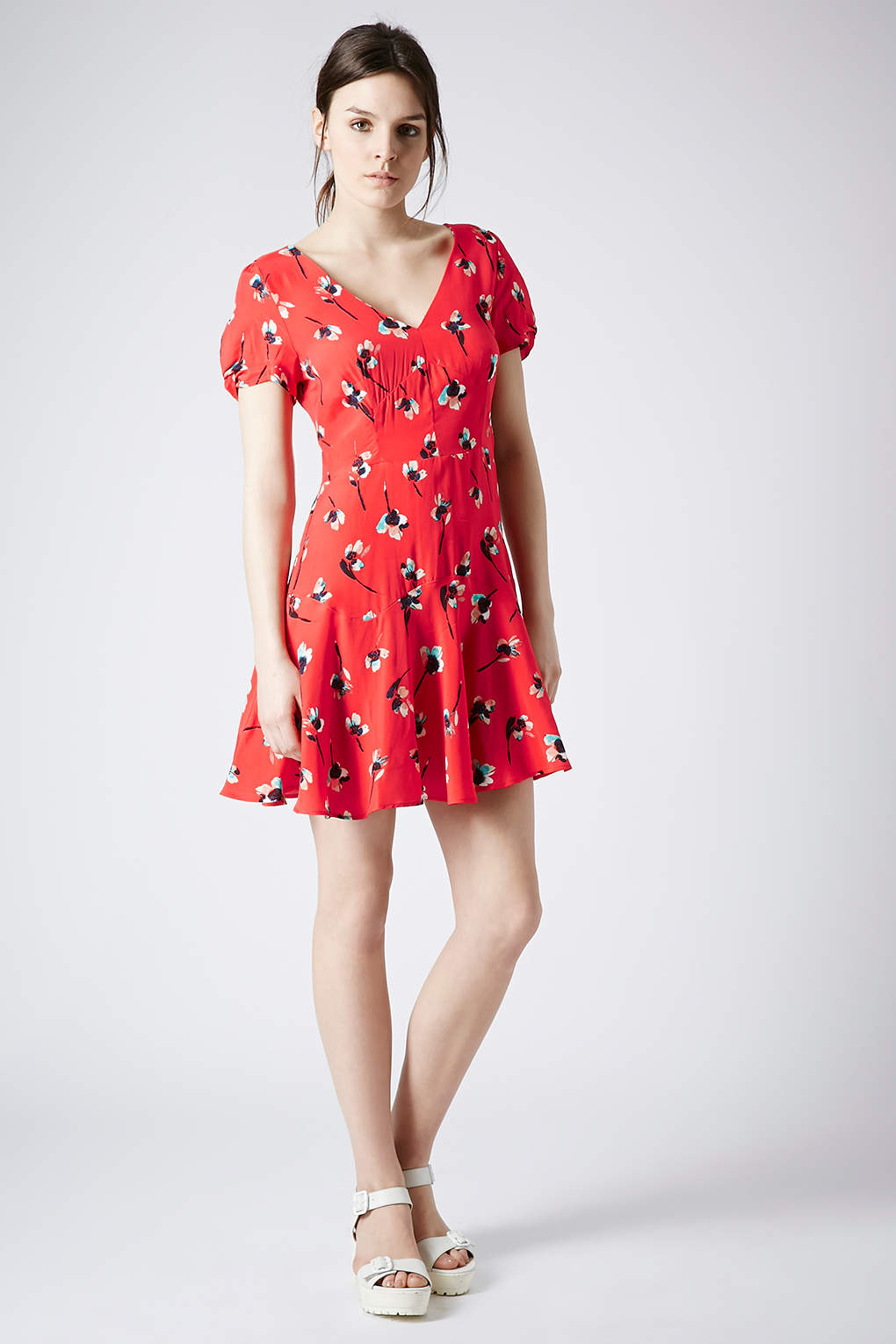 Topshop NEW Painted Floral Red Tea Dress RRP £45 Size 6 to 16 | eBay