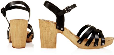Topshop Nancy Chunky Wooden Sandals in Black | Lyst
