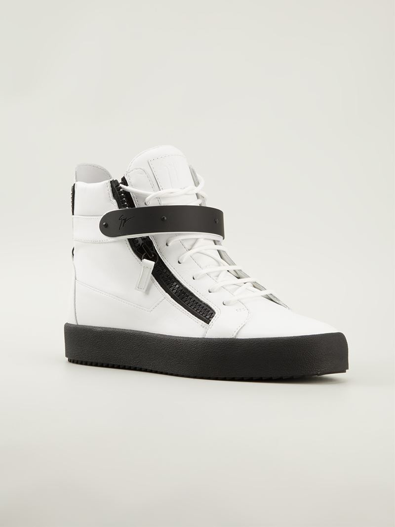 Lyst - Giuseppe Zanotti Zip Detail Hi-top Sneakers in White for Men