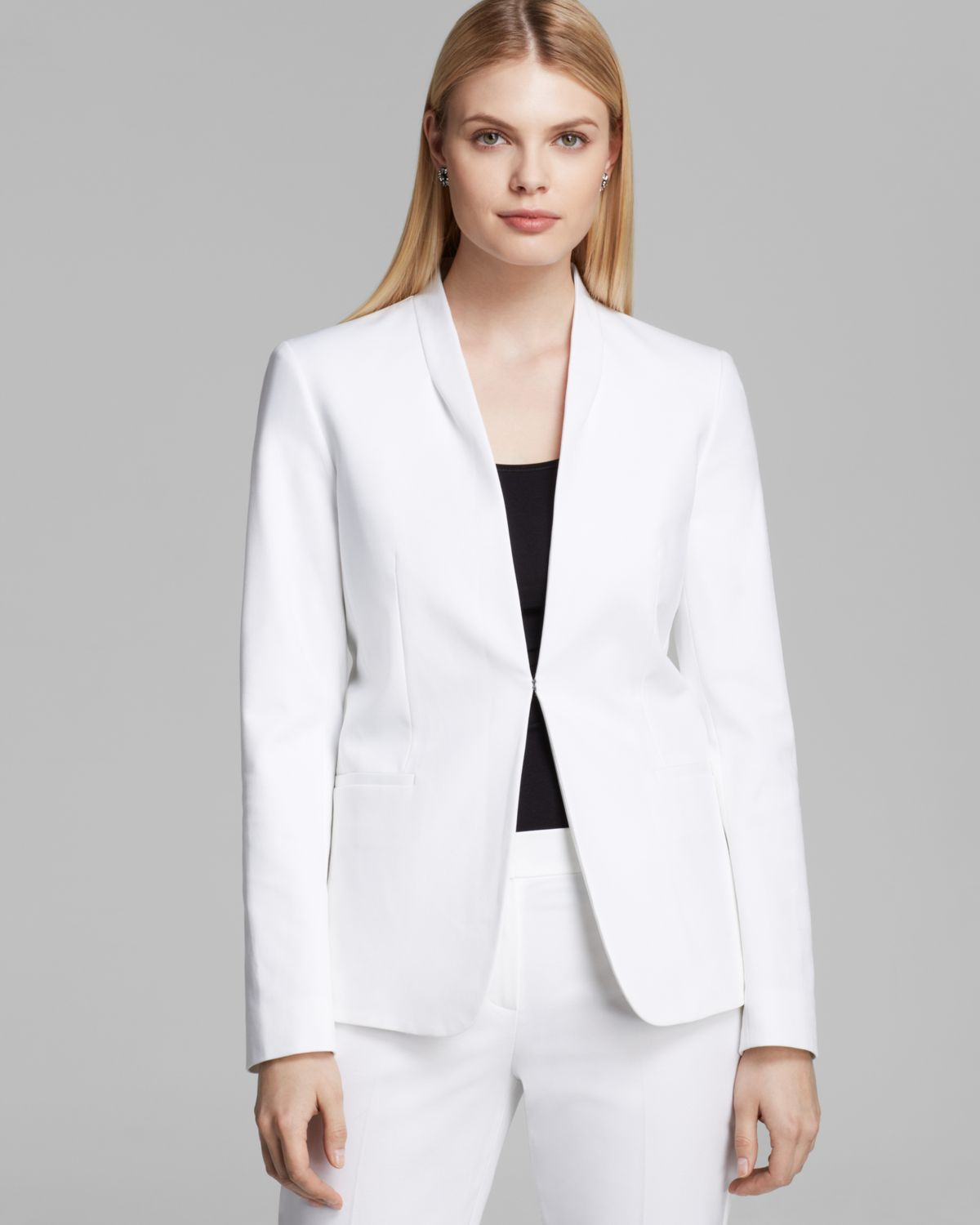 Lyst - T Tahari Lisbon Collarless Jacket in White