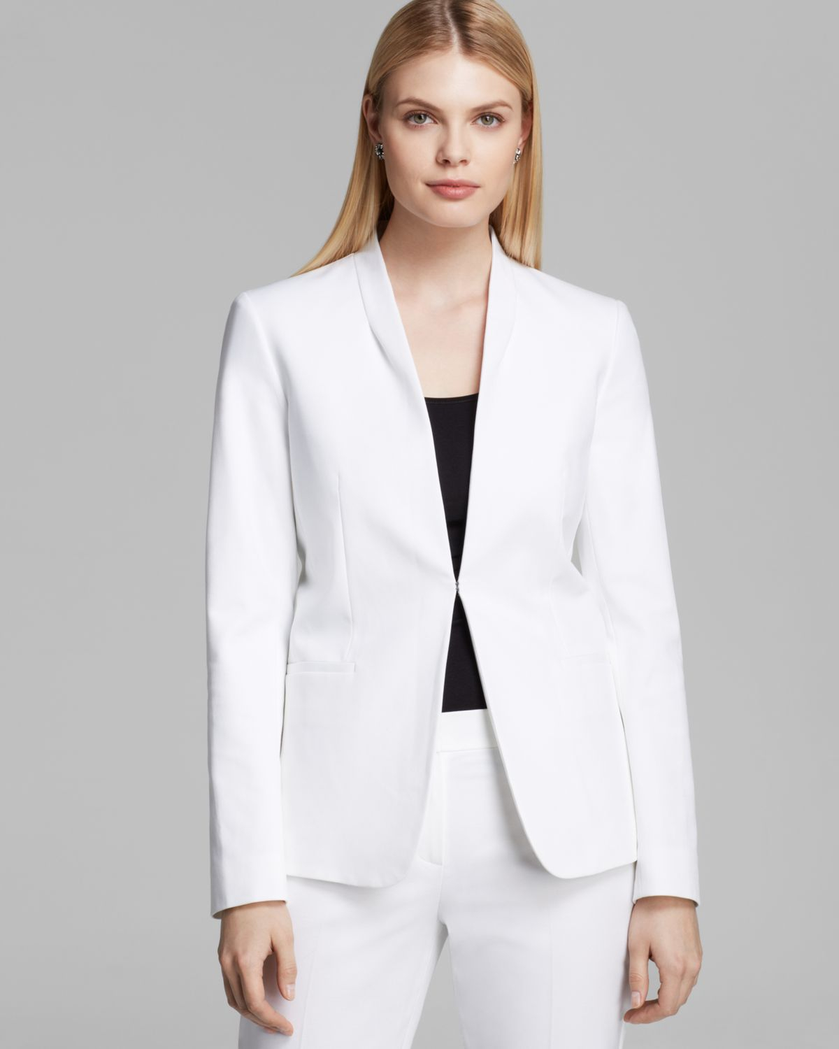 Lyst T Tahari Lisbon Collarless Jacket in White