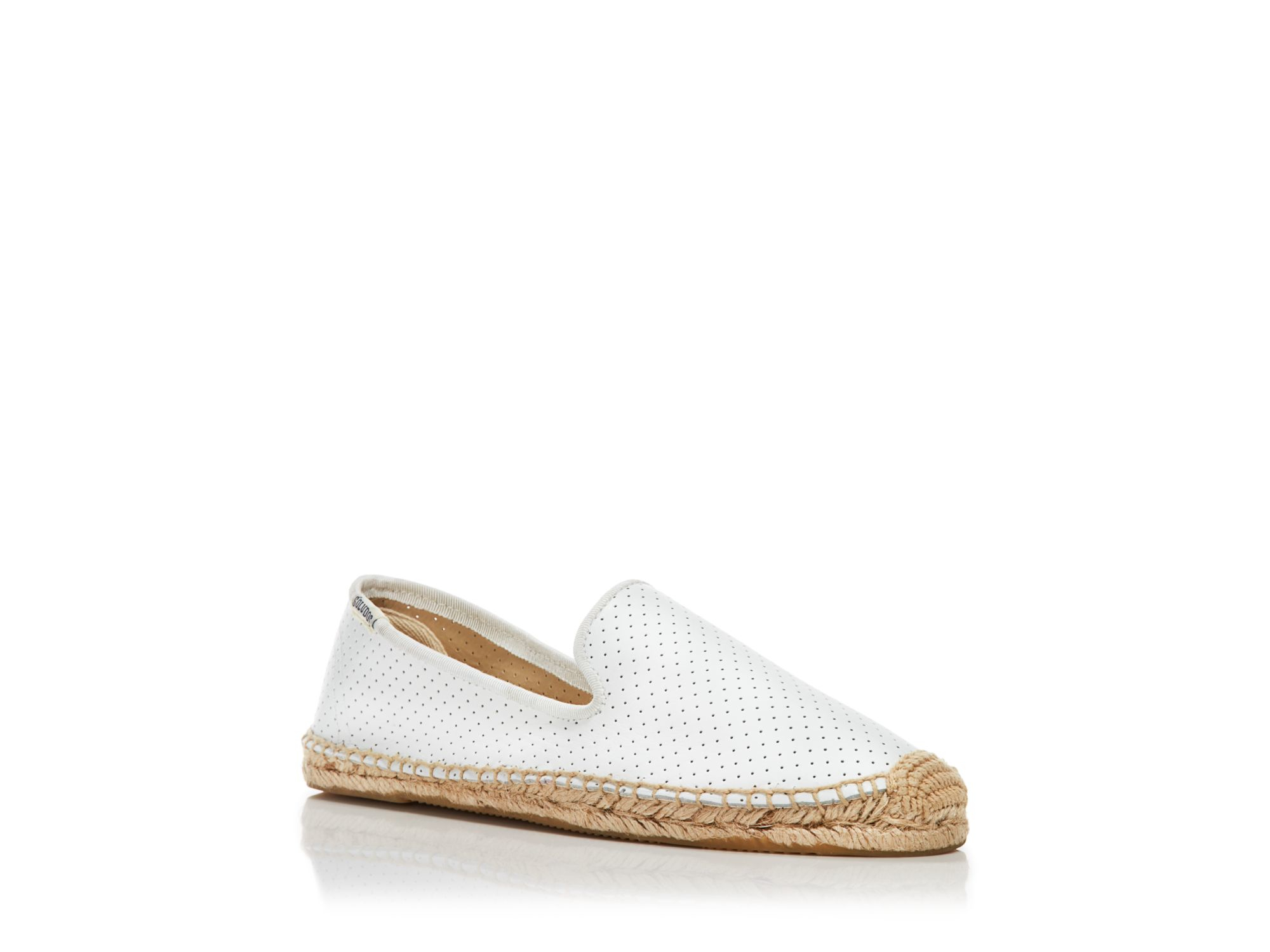 Soludos Espadrille Flats - Perforated Leather in White (Natural) - Lyst