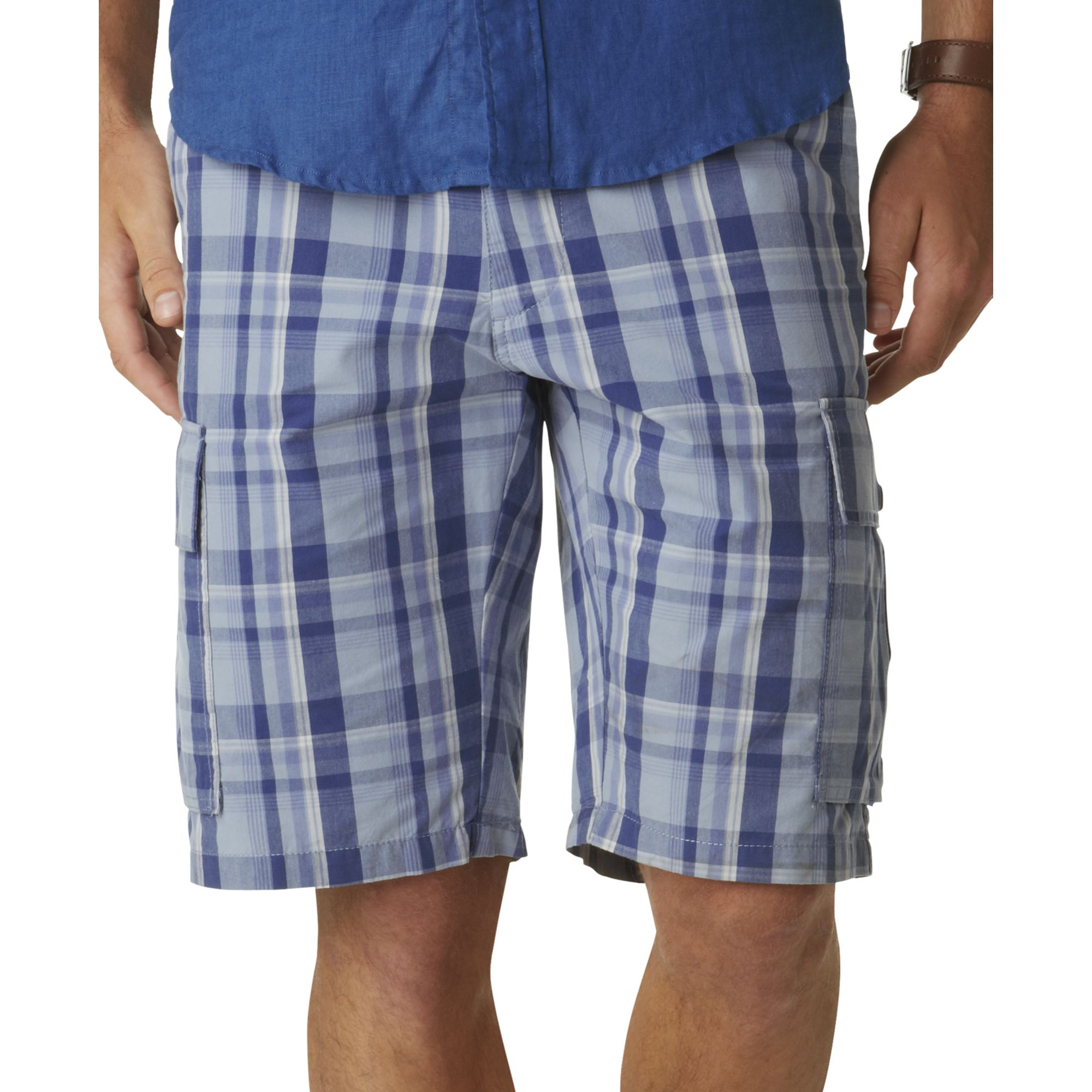Dockers Perfect Nichols Plaid Cargo Shorts in Blue for Men - Lyst