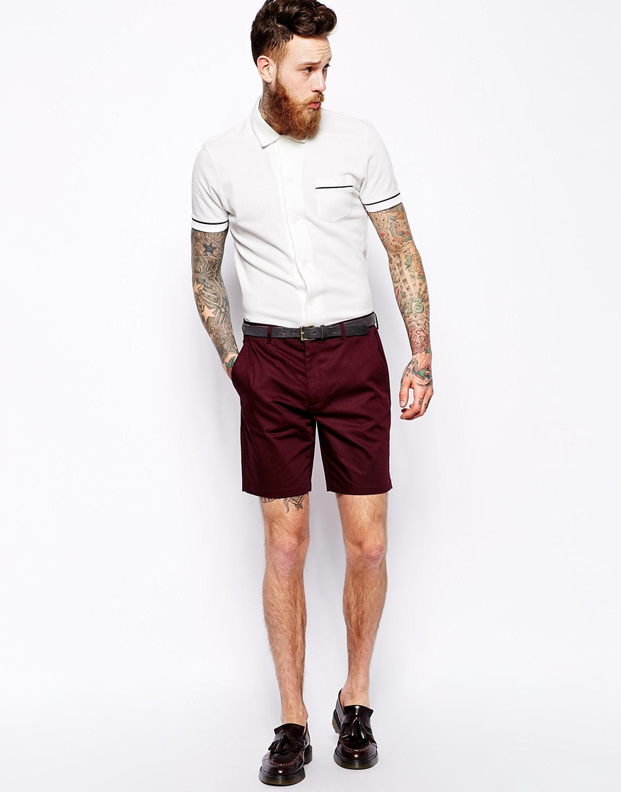 Asos Slim Fit Shorts In Burgundy in Red for Men | Lyst