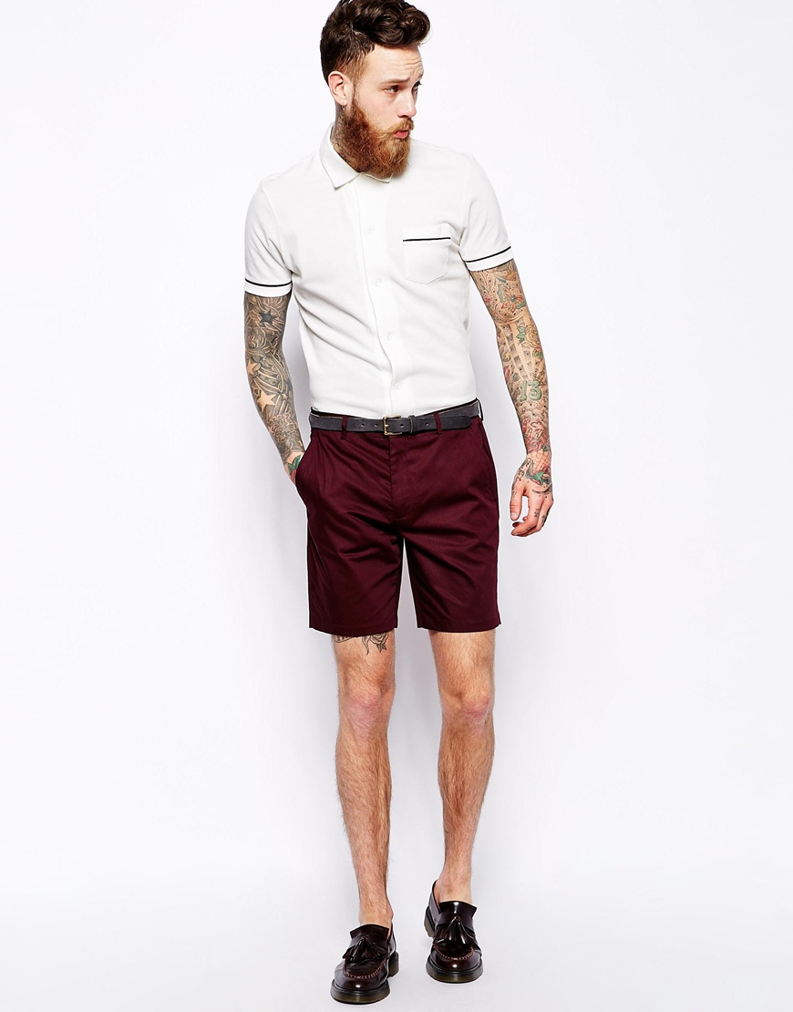 Asos Slim Fit Shorts In Burgundy in Red for Men (Burgundy) | Lyst