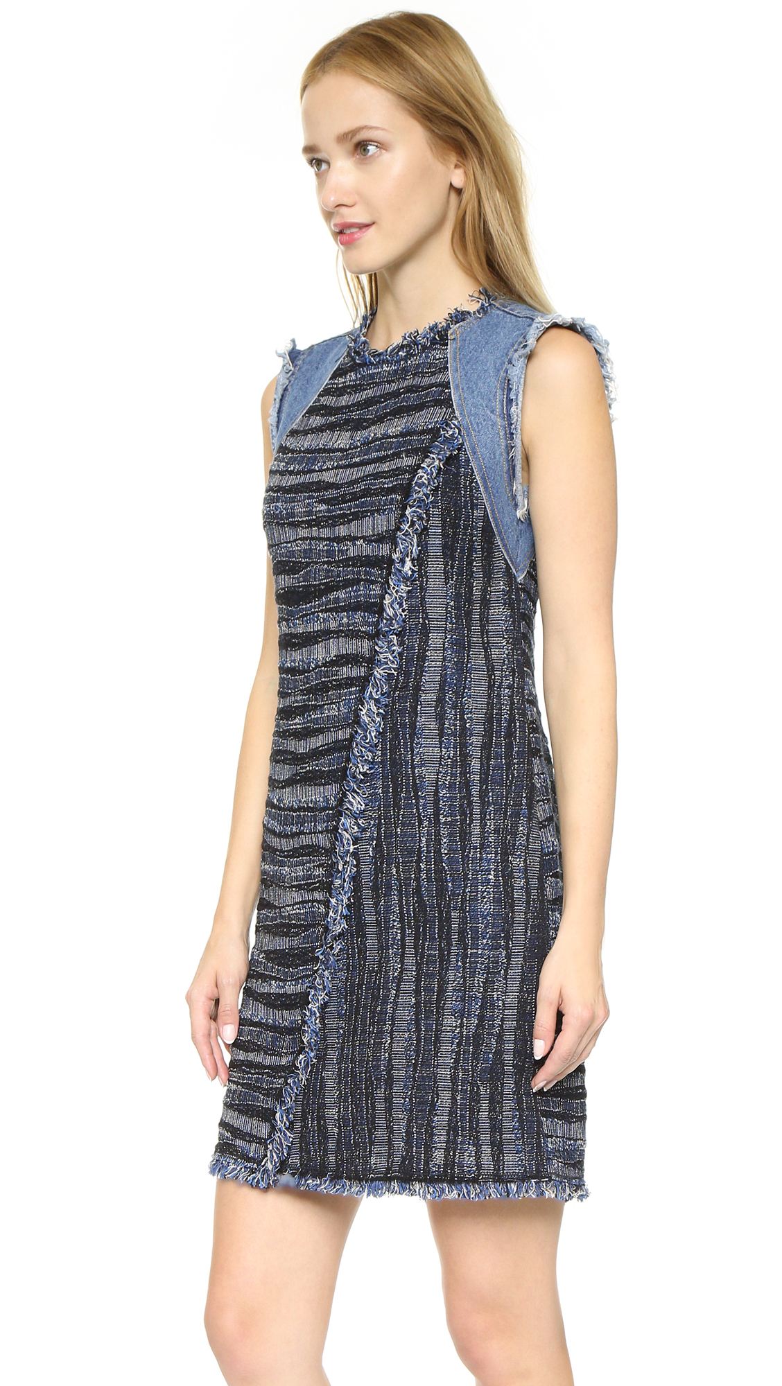 Lyst - Rebecca Taylor Tweed Dress - Denim Combo in Blue