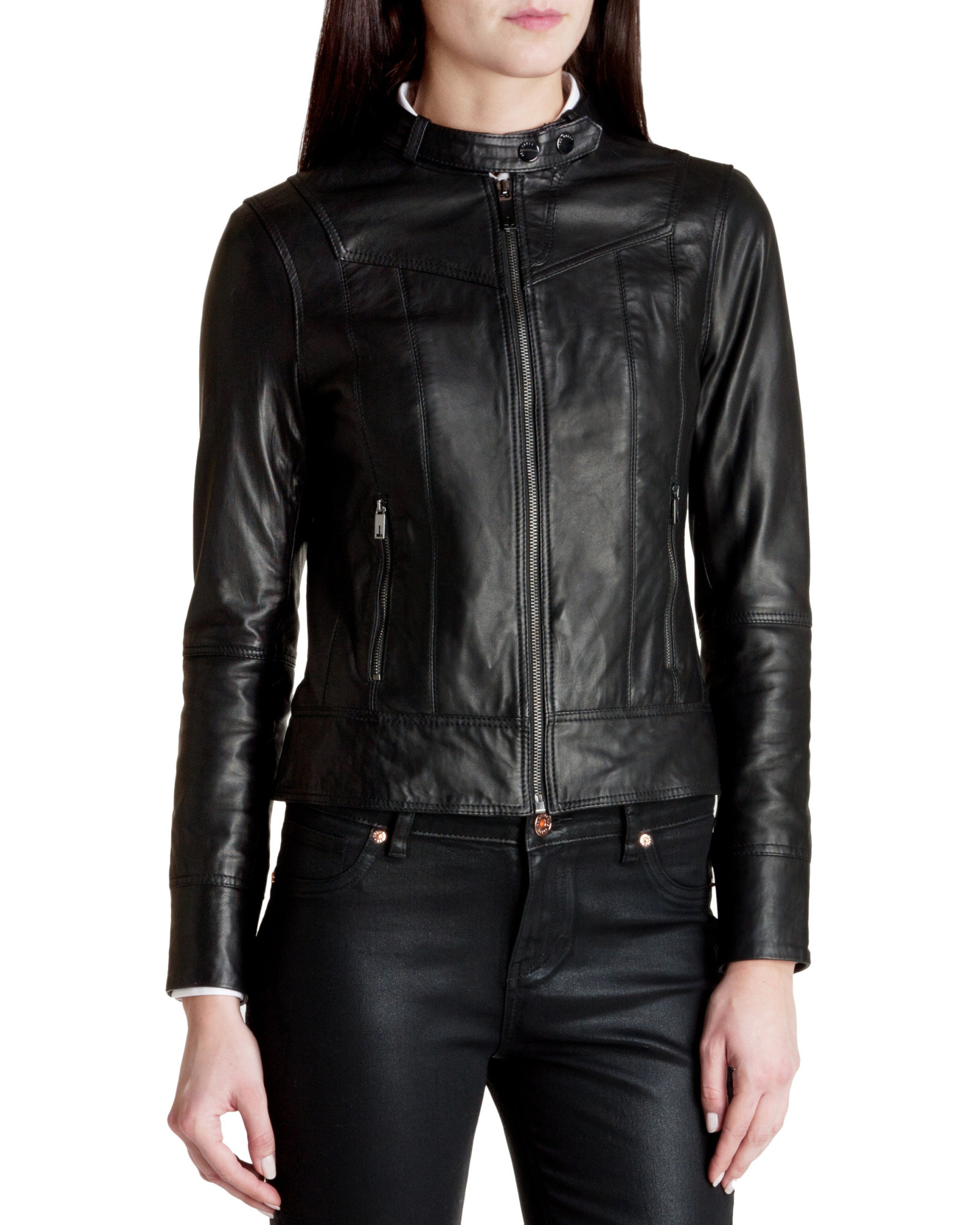 Lyst - Ted Baker Brezan Panelled Leather Jacket in Black