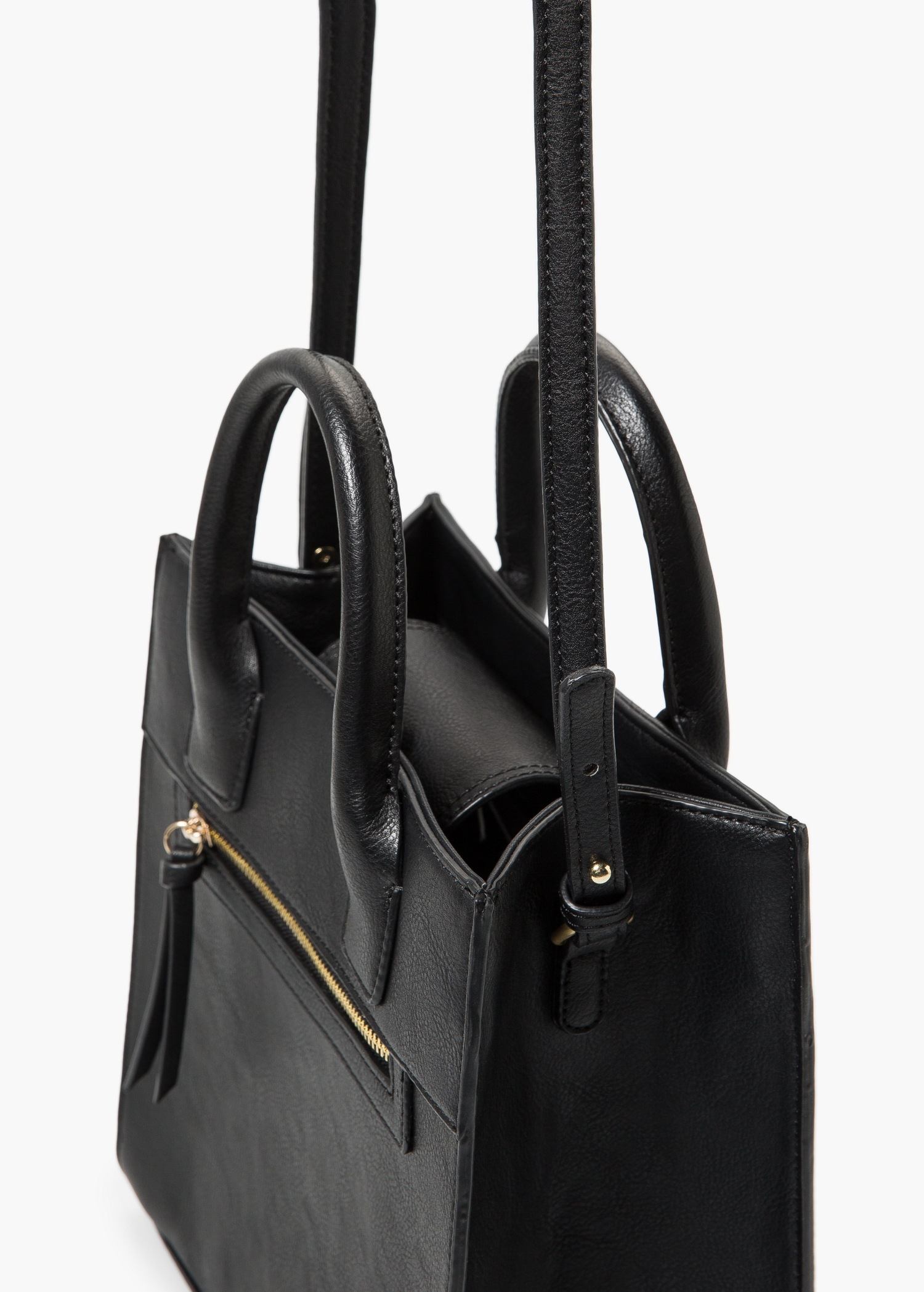 Lyst Mango Zip Tote Bag In Black