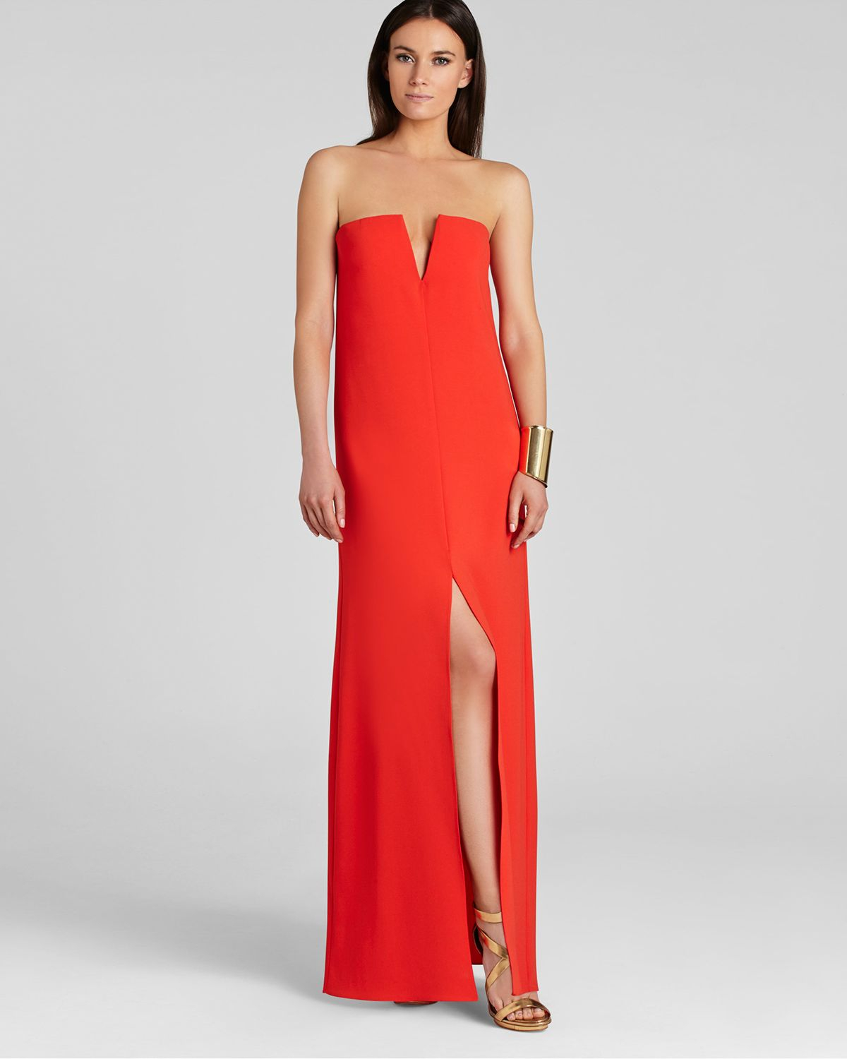 Bcbgmaxazria Bcbg Max Azria Gown Joice Strapless Deep V In Red | Lyst