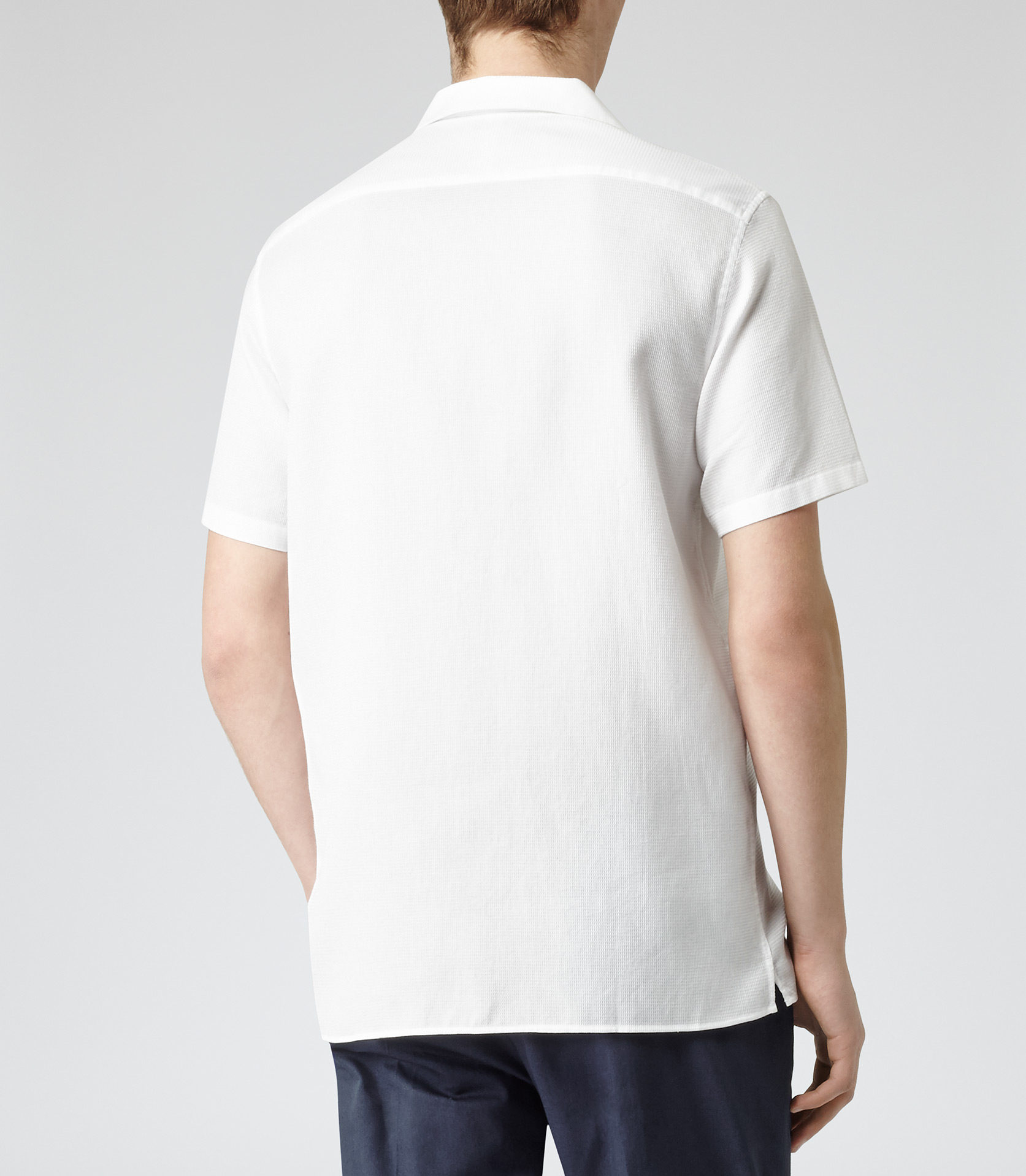 Lyst - Reiss Alder Textured Cuban Collar Shirt in White for Men