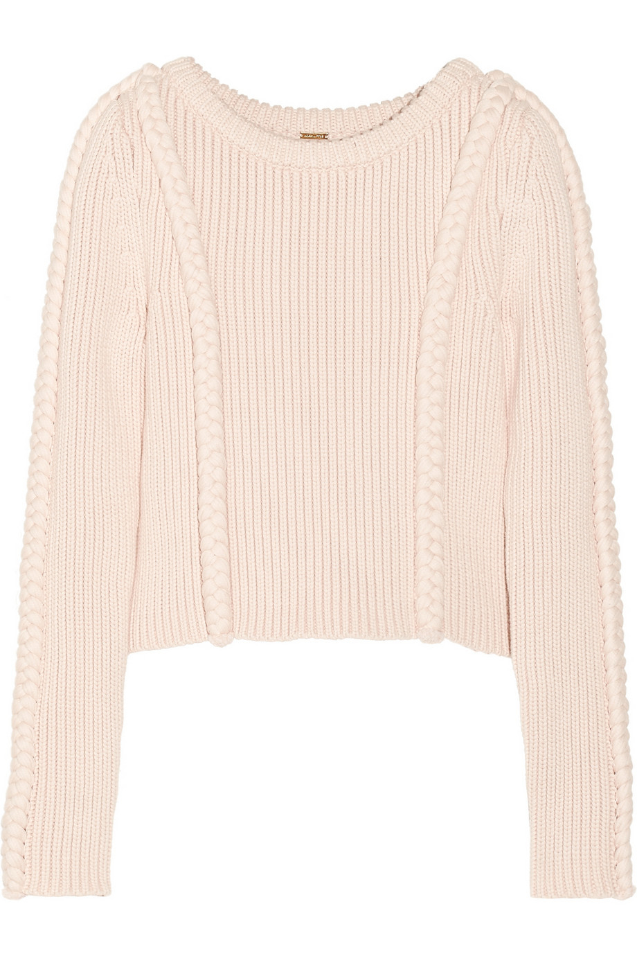 Adam lippes Cropped Chunky-Knit Cotton-Blend Sweater in Natural | Lyst