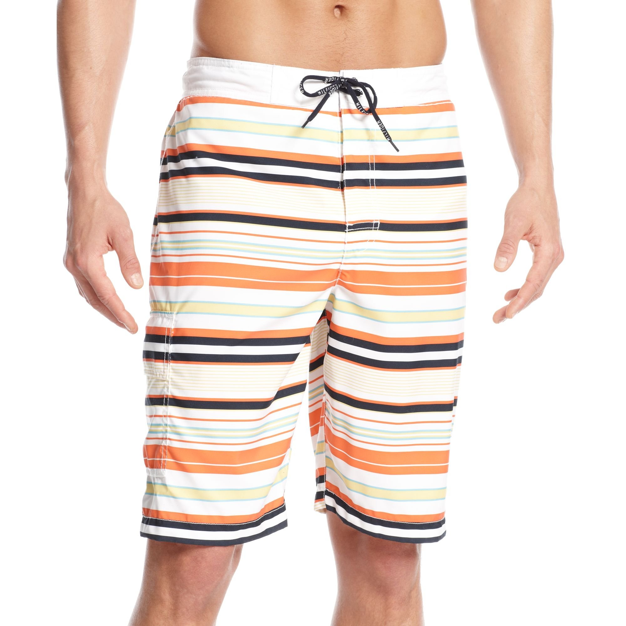 Tommy Hilfiger Remington Striped Boardshort in Orange for Men (White ...