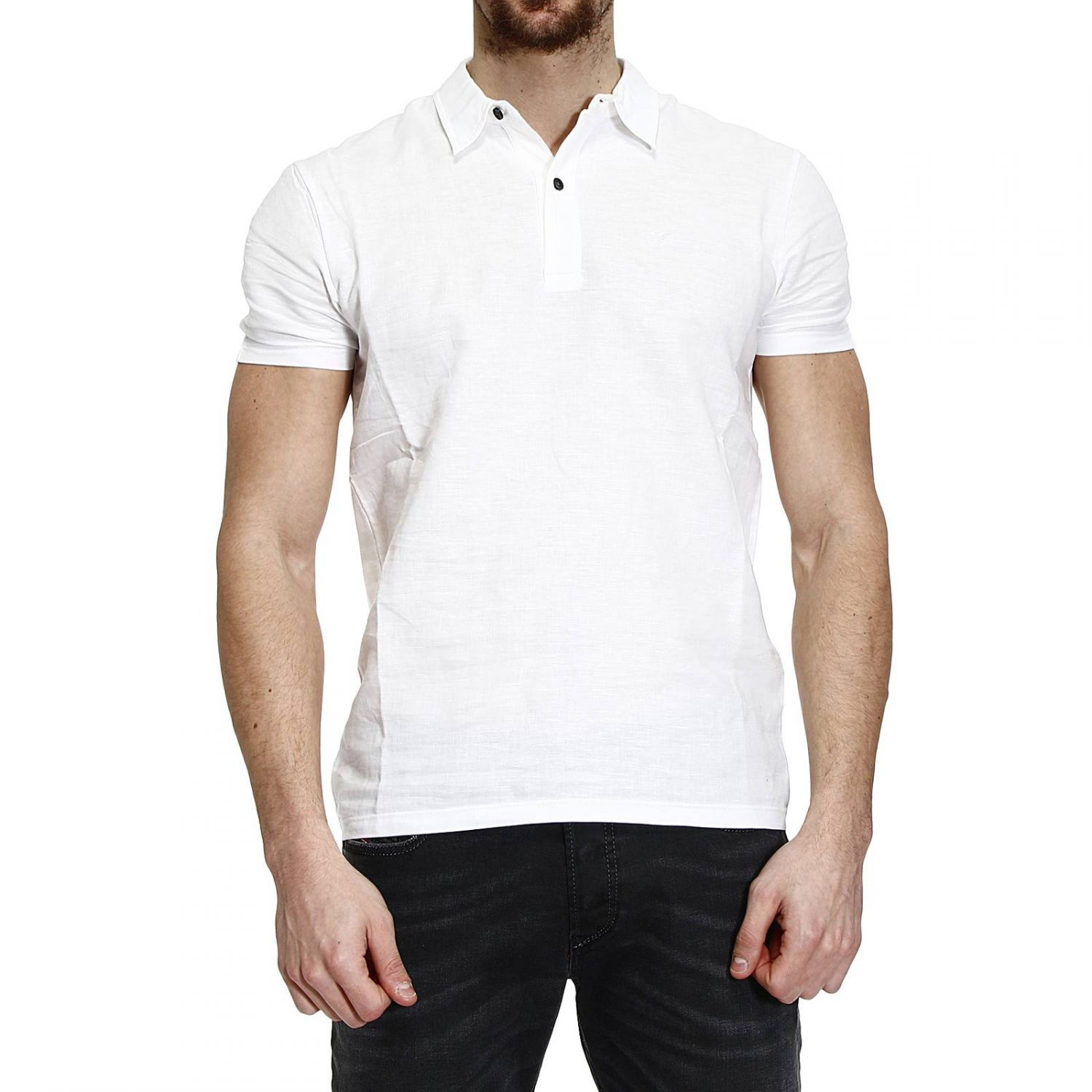 Lyst - Emporio Armani Shirt Polo Linen in White for Men