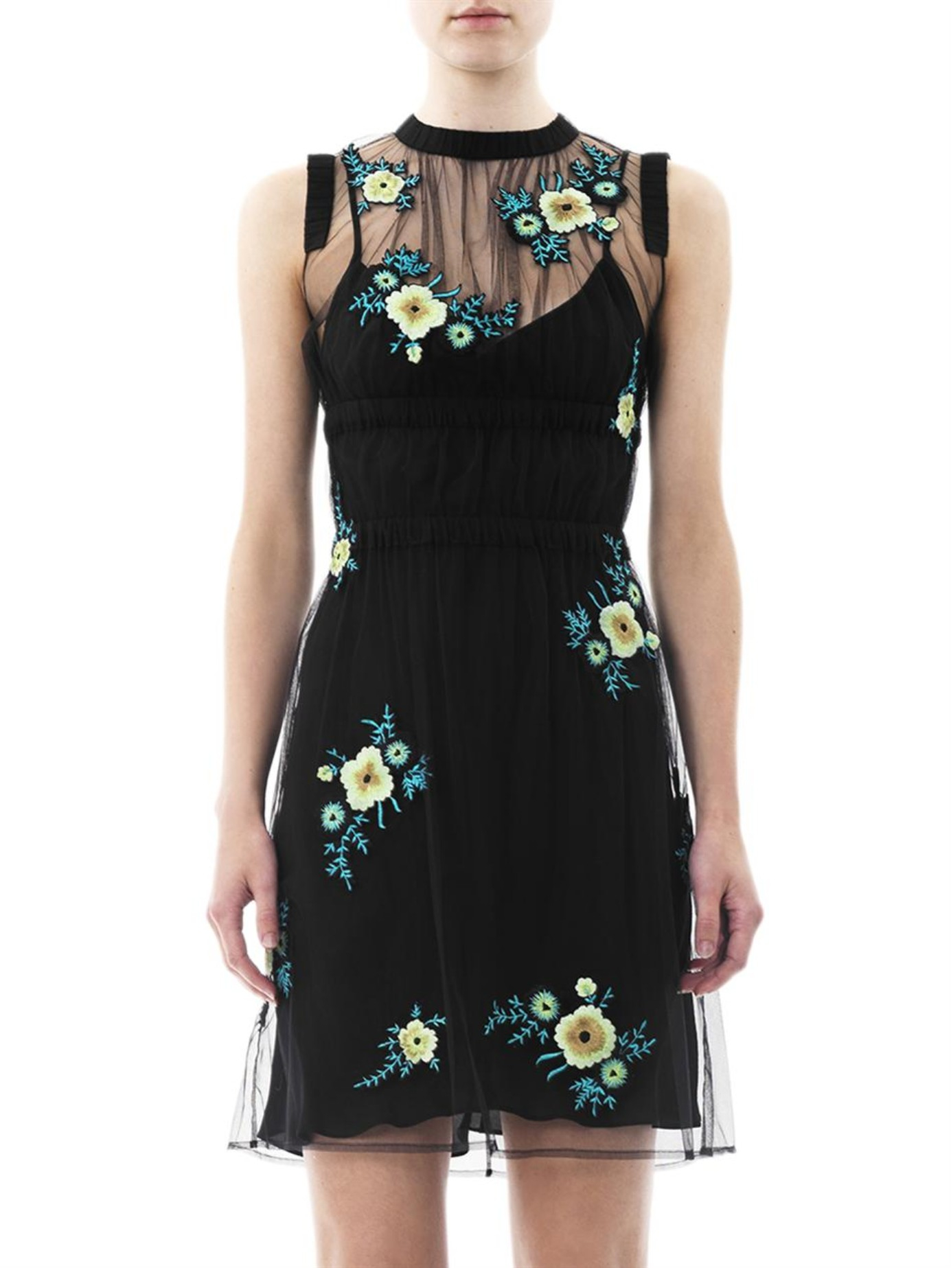 Lyst - Christopher Kane Floral Embroidered Tulle Dress in ...