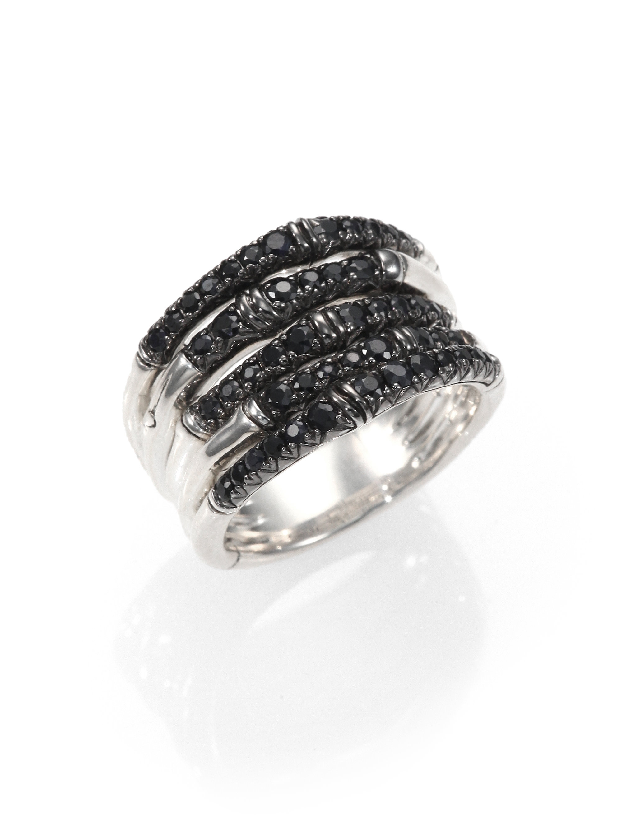 John hardy Bamboo Black Sapphire & Sterling Silver Multi-band Ring in