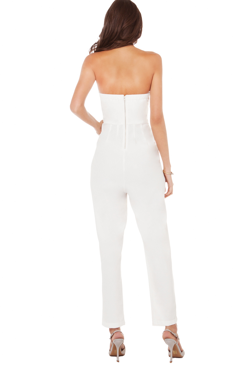 Lyst - Akira Strapless Pleated Jumpsuit in White
