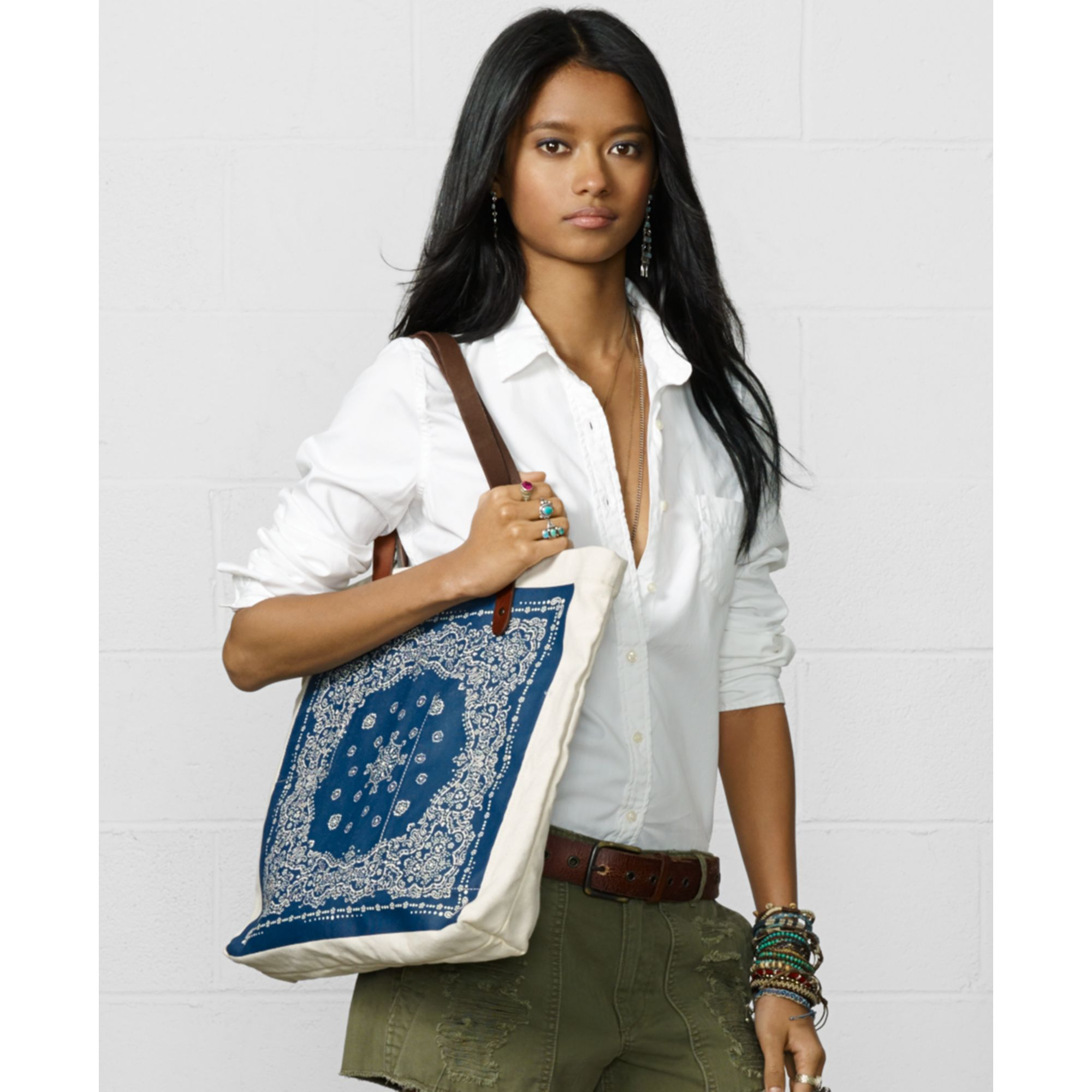 Lyst Denim & Supply Ralph Lauren Bandana Print Leathertrim