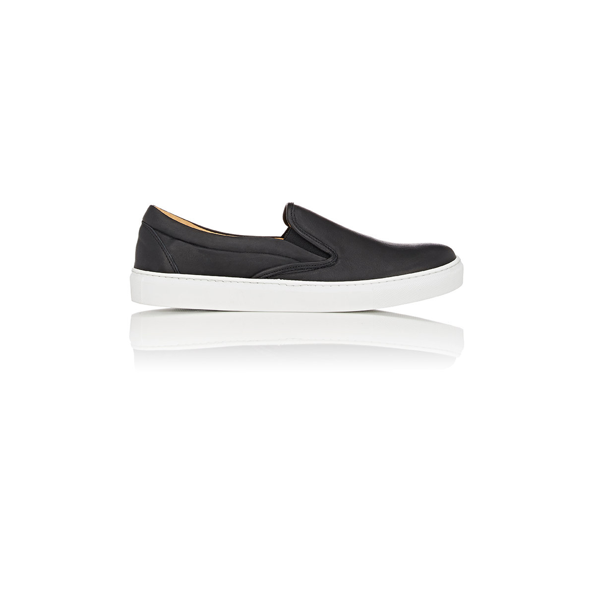 Lyst - Barneys new york Leather Slip-on Sneakers in Black ...