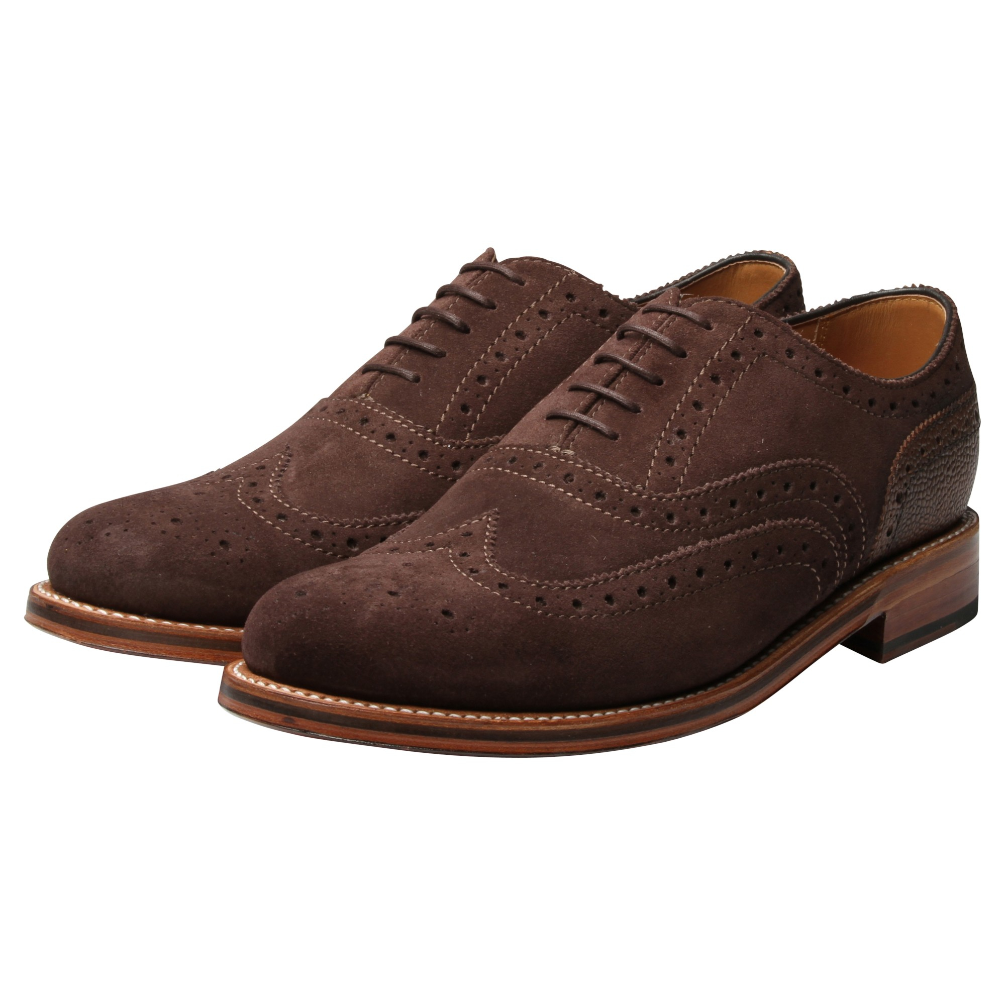 Grenson Stanley Suede Brogues in Brown for Men (Chocolate) | Lyst