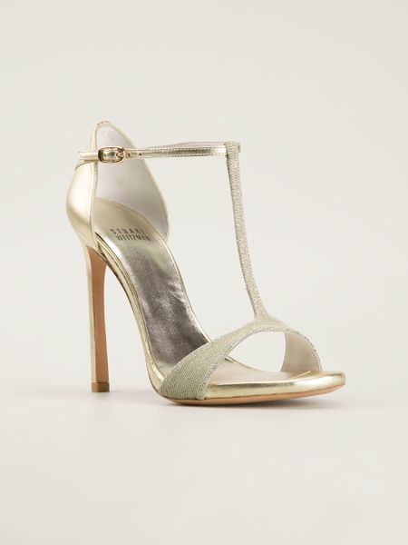 Stuart Weitzman Sandals in Gold | Lyst