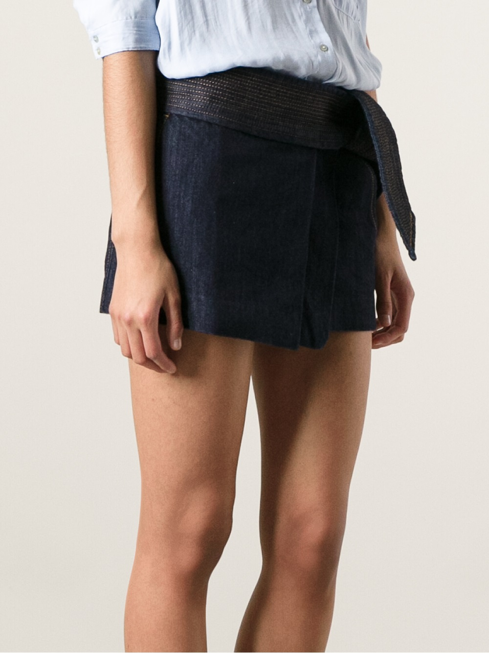 Lyst Étoile Isabel Marant Pleated Denim Mini Skirt In Blue