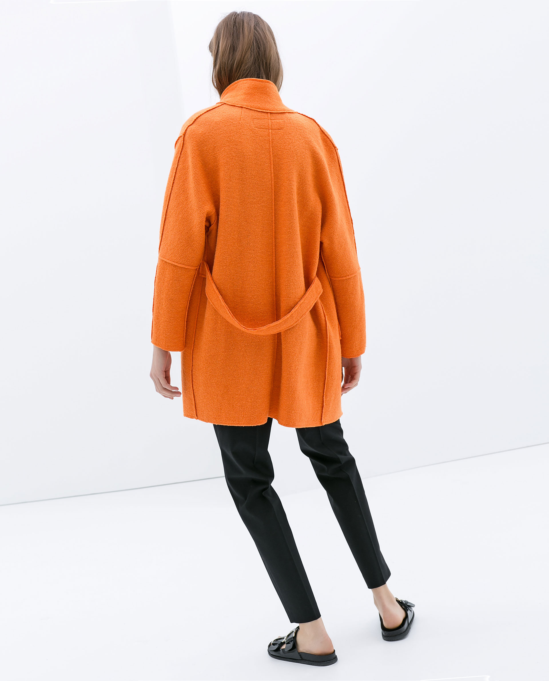 Zara Wool Coat in Orange | Lyst