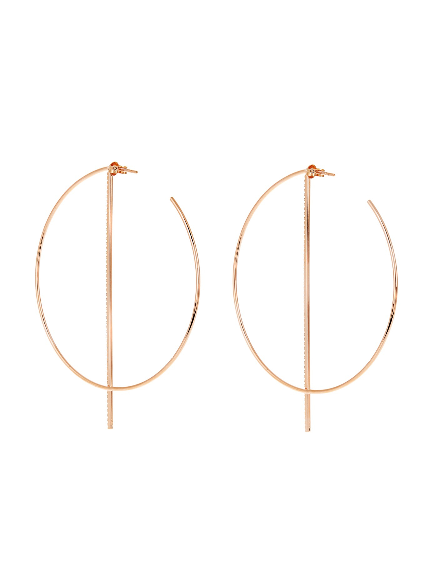 Lyst Diane Kordas Diamond Rose Gold Hoop Bar Earrings In Pink Gallery