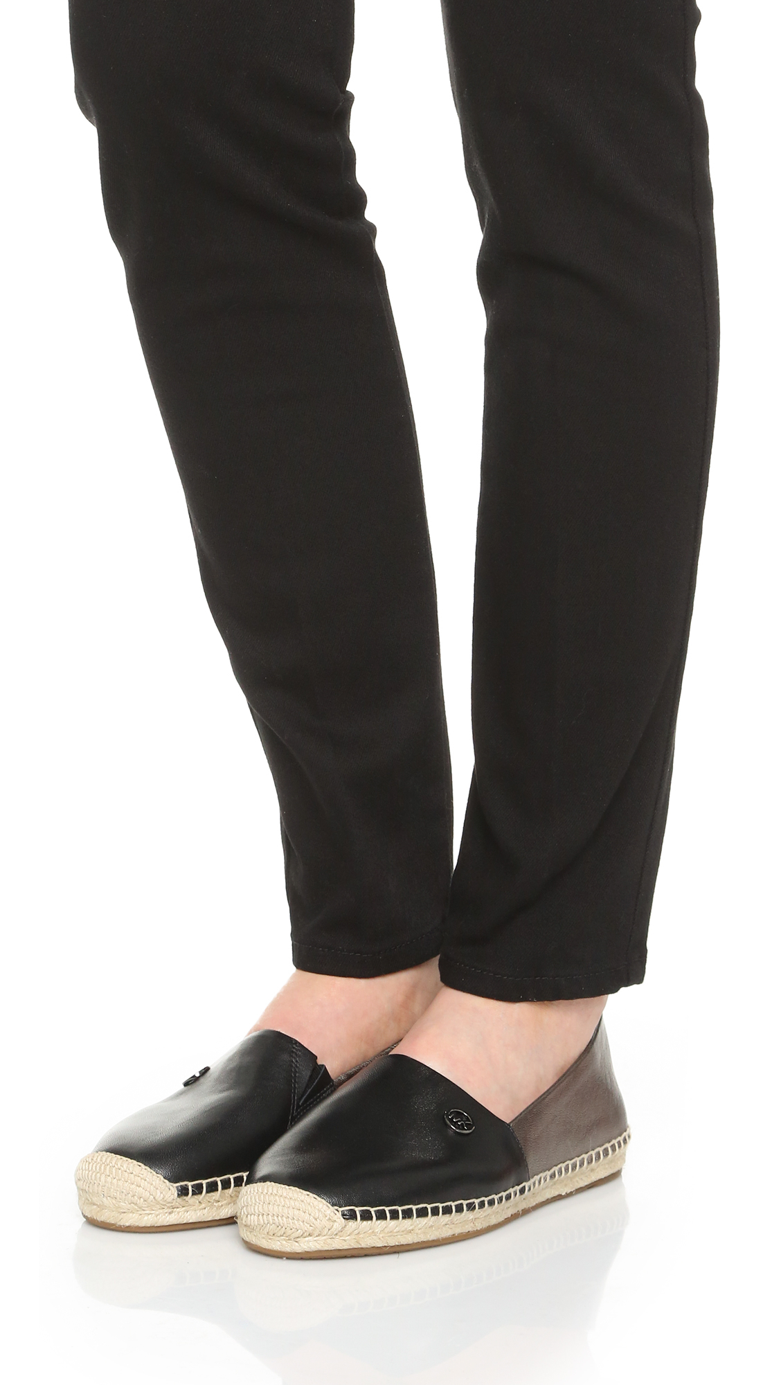 michael kors kendrick slip on black leather espadrille