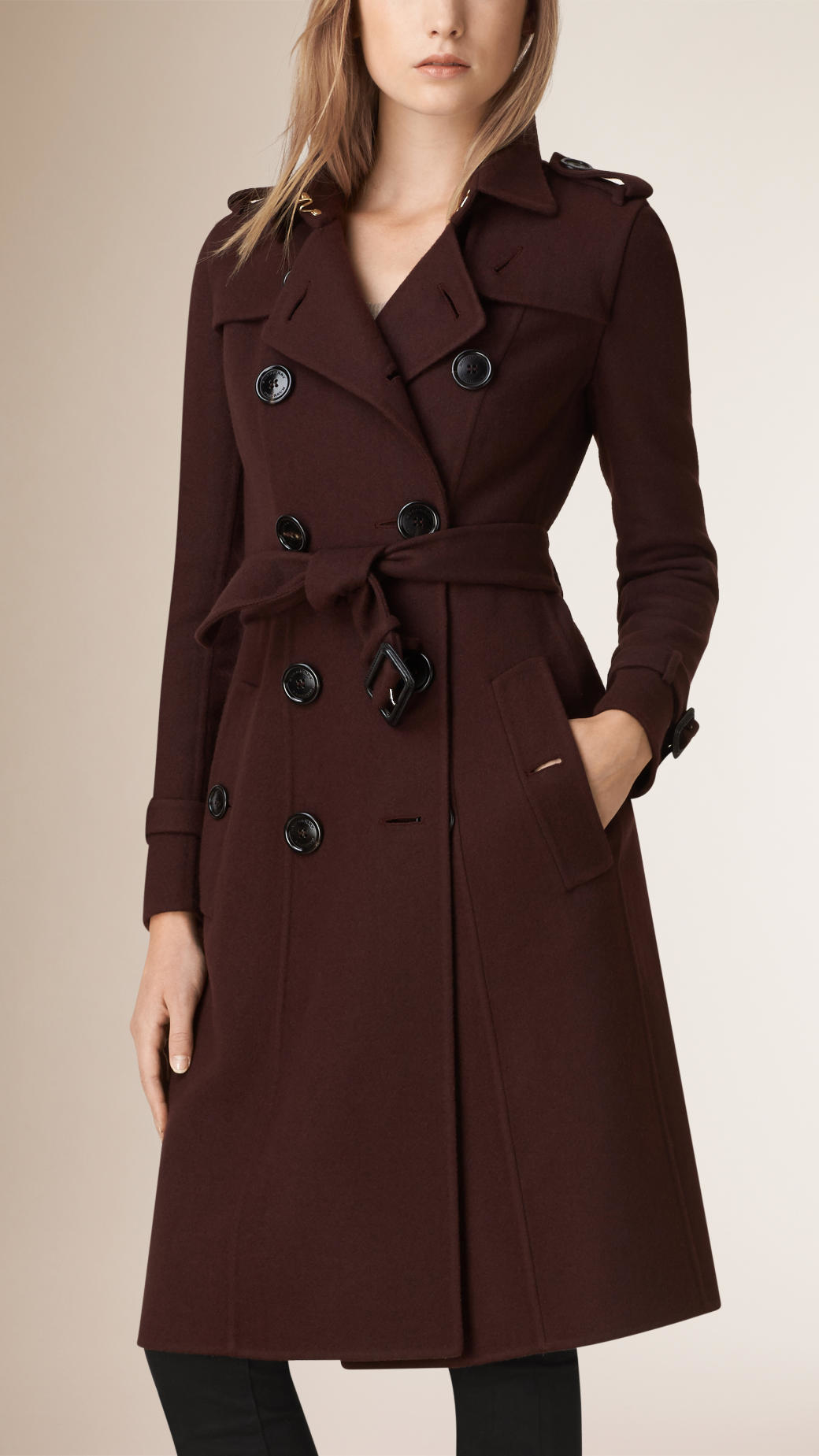 Burberry Cashmere Trench Coat in Purple | Lyst