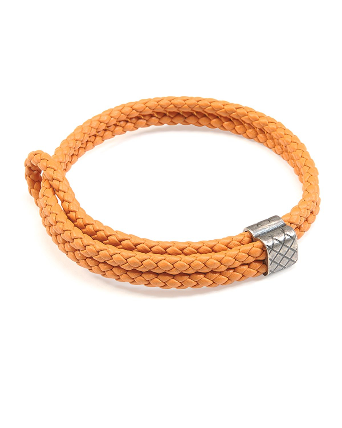 Bottega veneta Men's Woven Leather Bracelet in Orange for Men | Lyst