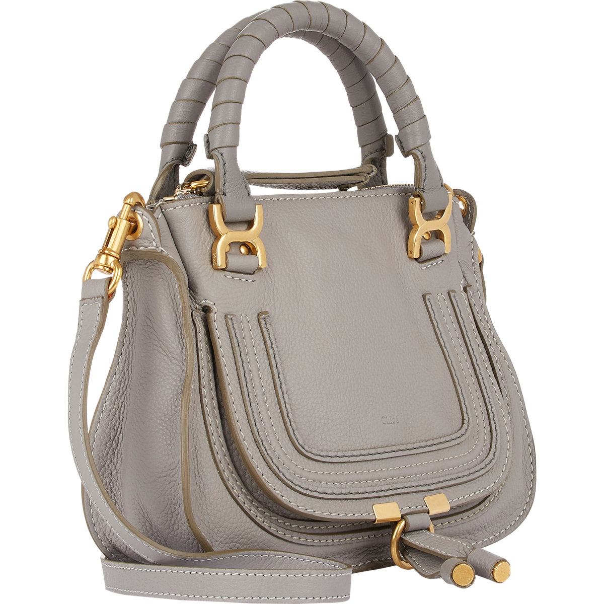 Chloé Marcie Mini Satchel With Strap in Gray (CASHMERE GREY) | Lyst