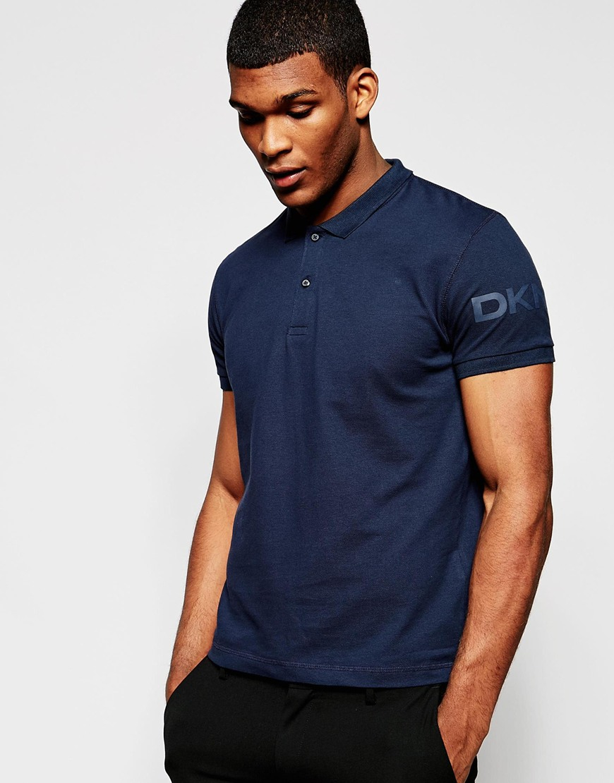 Lyst - Dkny Polo Shirt Sleeve Logo in Blue for Men