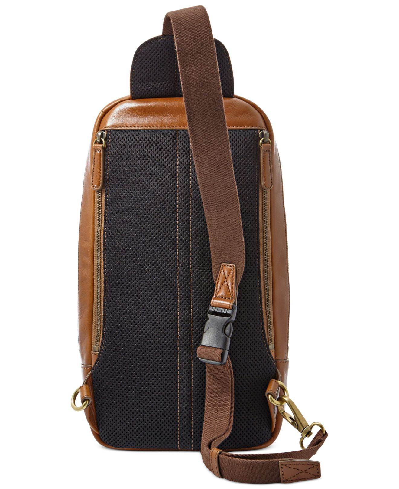 Fossil Mick Leather Slingpack Backpack in Brown for Men | Lyst