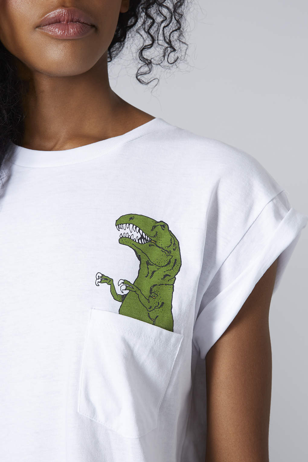 TOPSHOP  WHITE DINOSAUR POCKET TEE BY TEE AND CAKE  LYST on The Hunt
