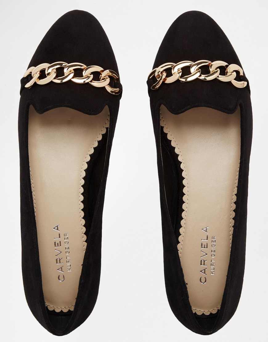 Carvela kurt geiger Melissa Suedette Flat Shoes With Chain