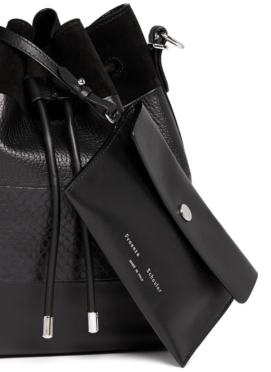 Lyst Proenza Schouler Medium Snakeskin Mix Leather Bucket Bag in Black