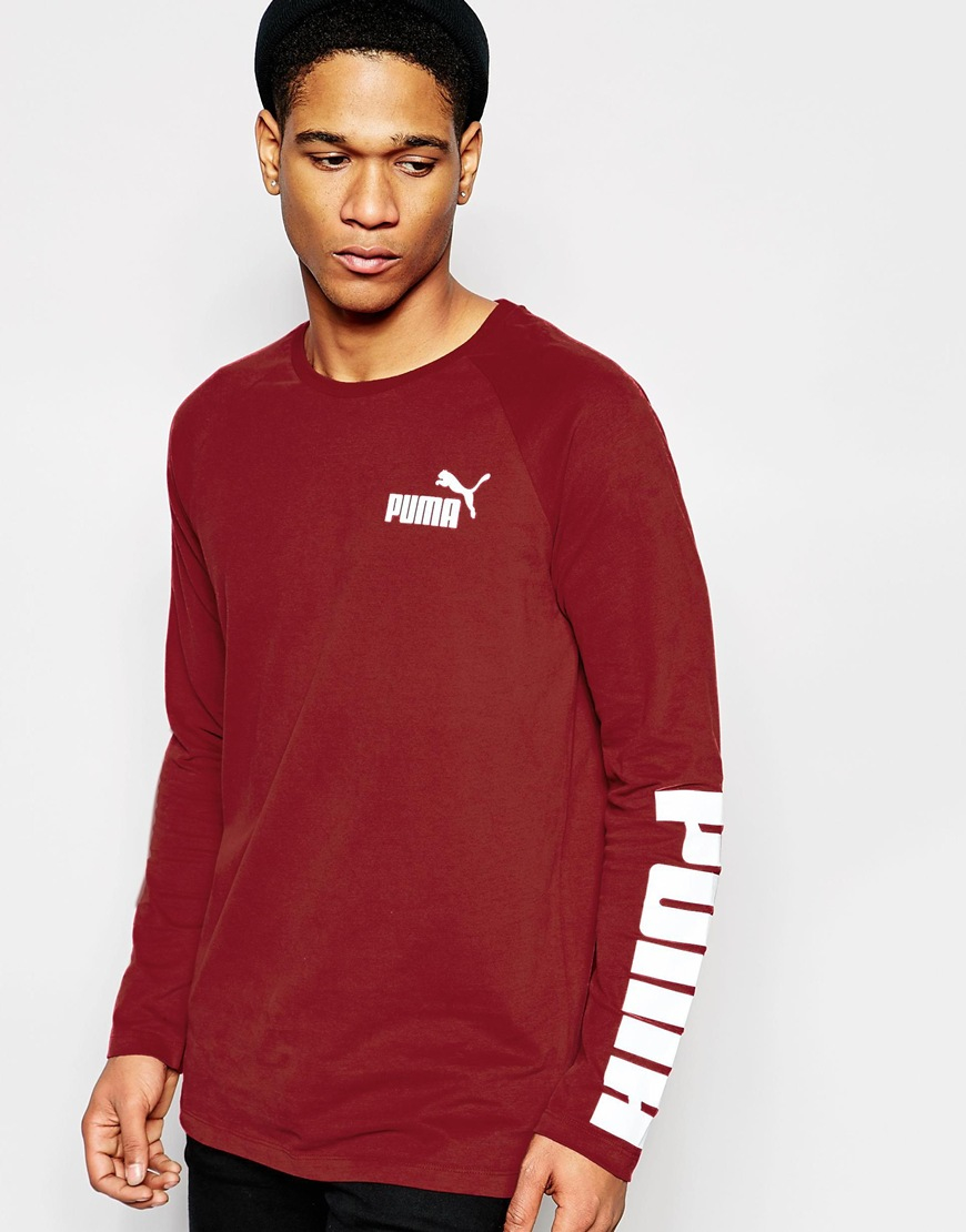 Puma Long Sleeve T-shirt in Red for Men | Lyst