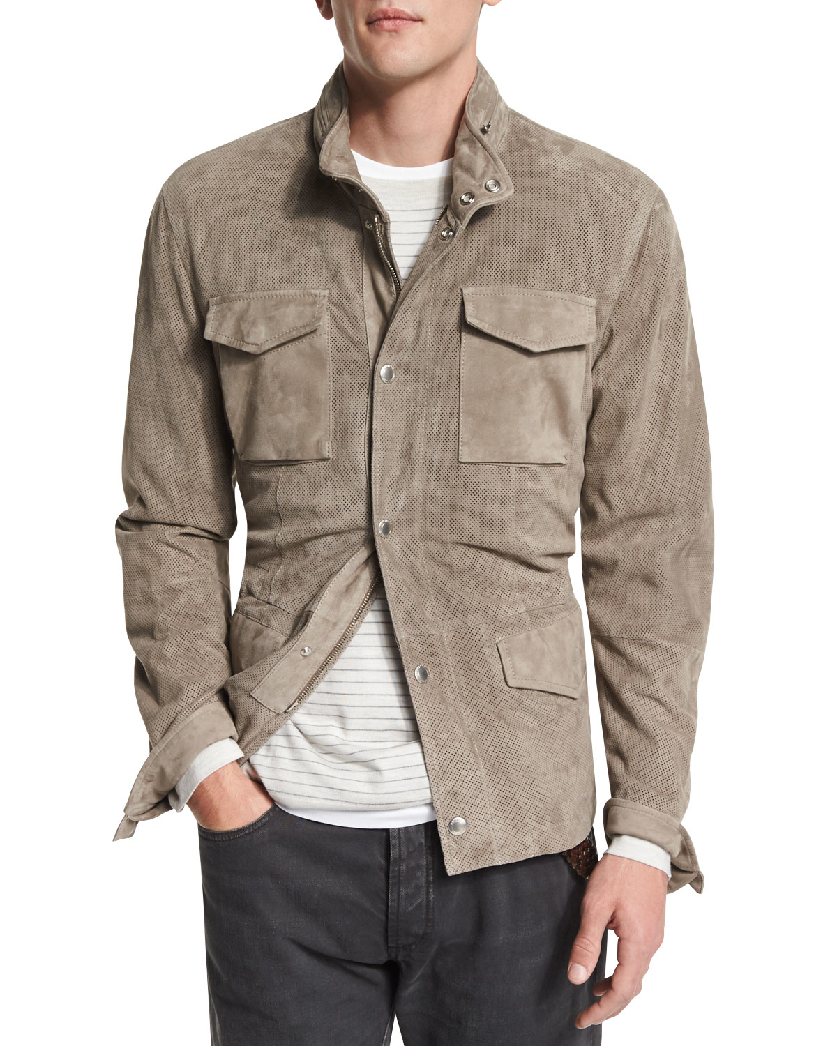 Brunello cucinelli Suede Safari Jacket in Beige for Men (TAUPE) | Lyst