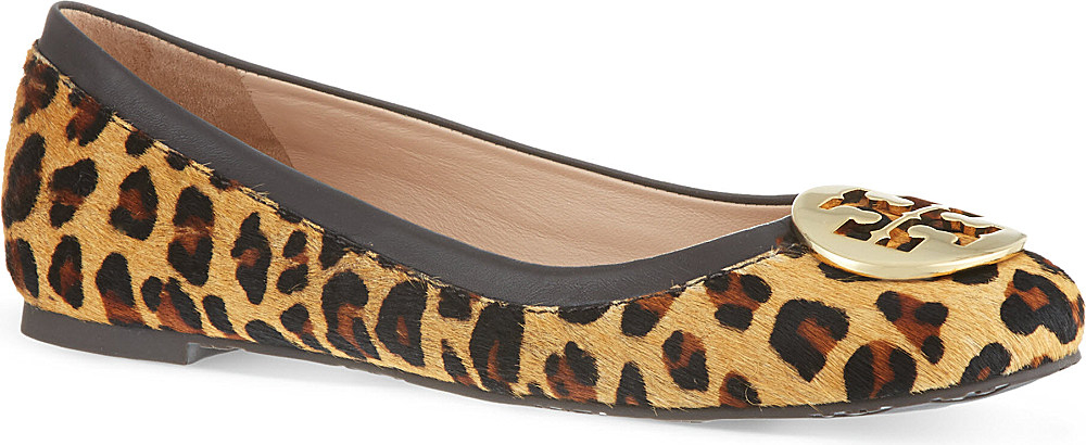 Tory Burch Reva Leopard Ballerina Flats in Animal (brown) | Lyst