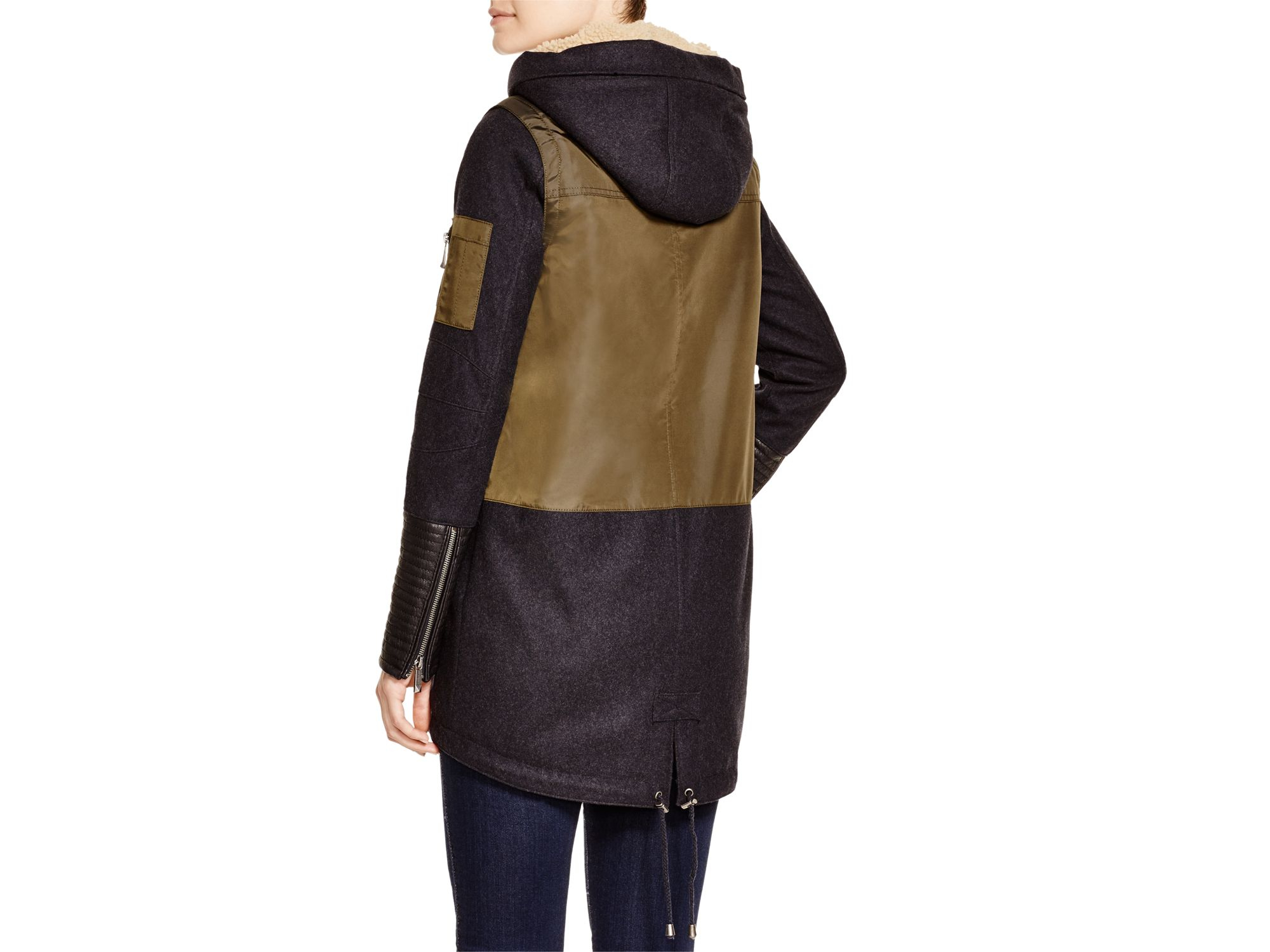 Bcbgmaxazria Mixed Media Coat In Green Lyst Gallery
