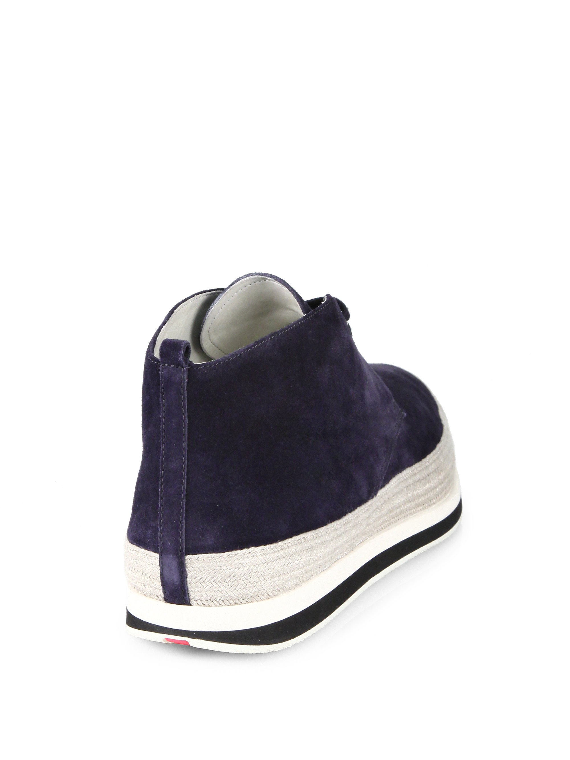 Prada Suede Espadrille Wedge Booties in Blue for Men | Lyst