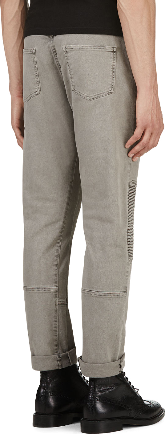 Lyst - Belstaff Grey Ribbed Panel Jeans in Gray for Men